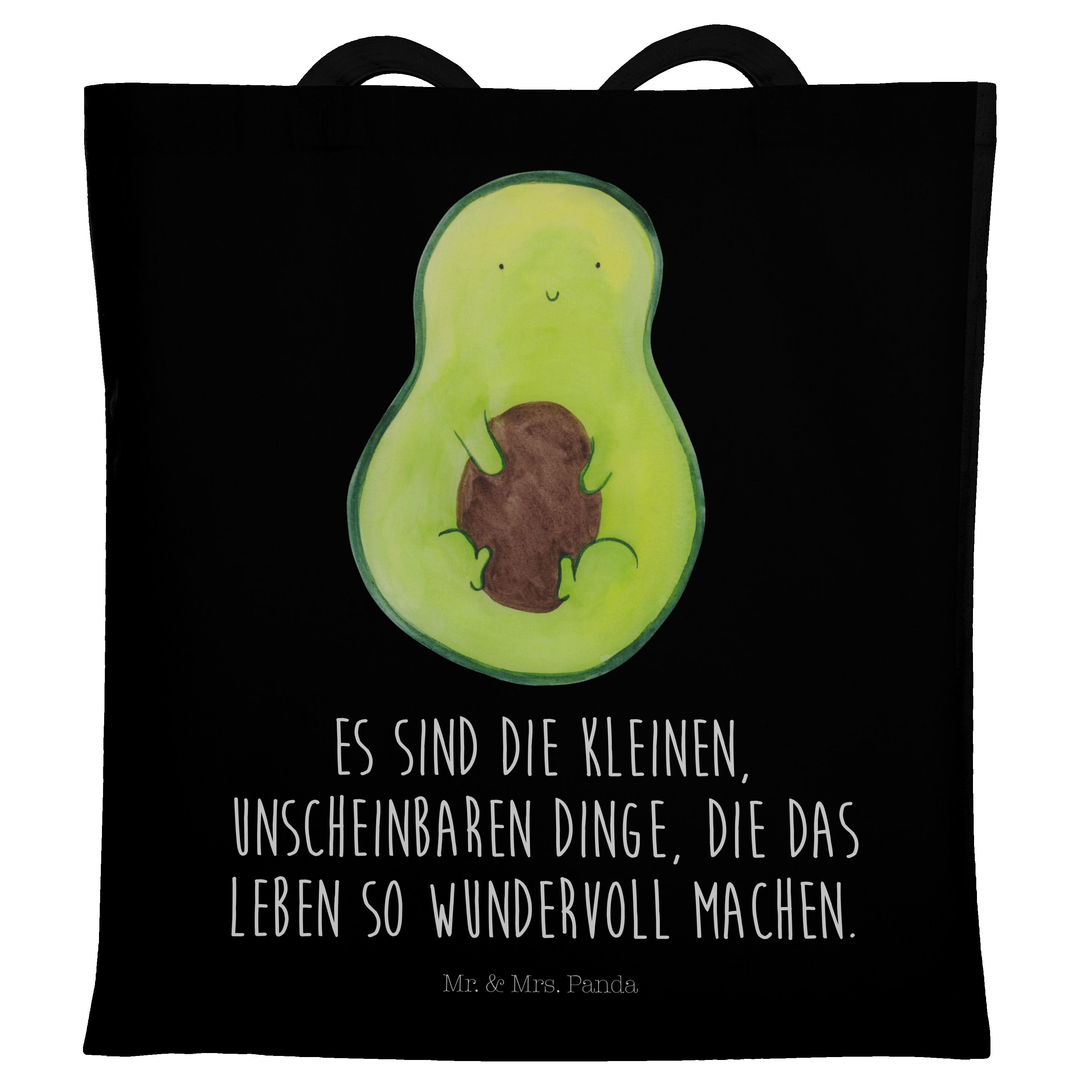 Mr. & Mrs. Panda Tragetasche Avocado mit Kern - Schwarz - Geschenk, Frucht, Beuteltasche, Gesund, (1-tlg)