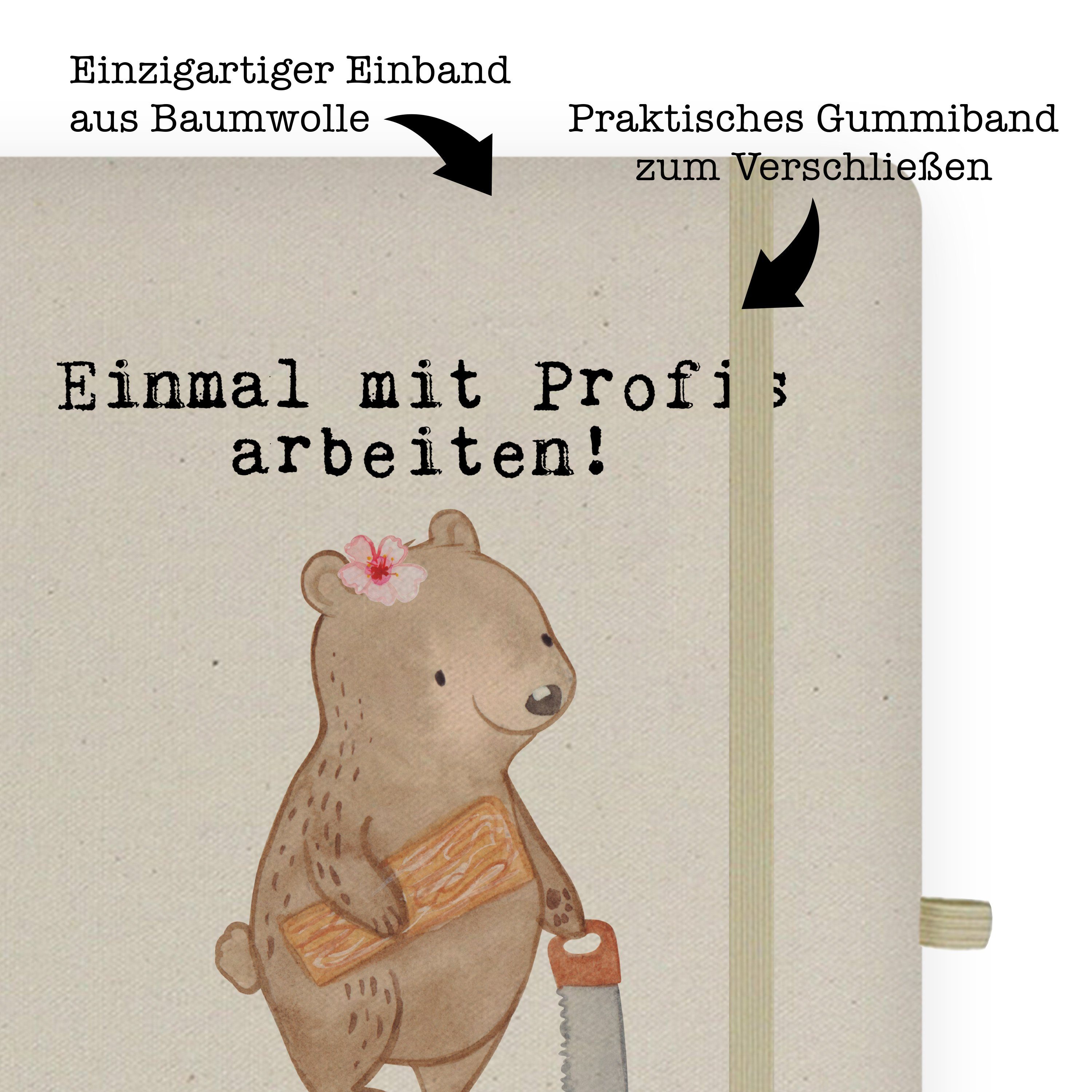 Notizbuch Mr. Panda & Schreibheft, Transparent aus - Mrs. Ad & Mr. Leidenschaft Mrs. Geschenk, Tischlerin - Panda