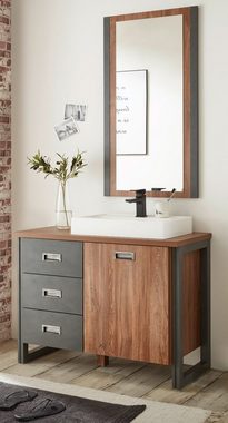 Furn.Design Badspiegel Auburn (Wandspiegel in Eiche mit Matera grau, 54 x 108 cm), Industrial Design