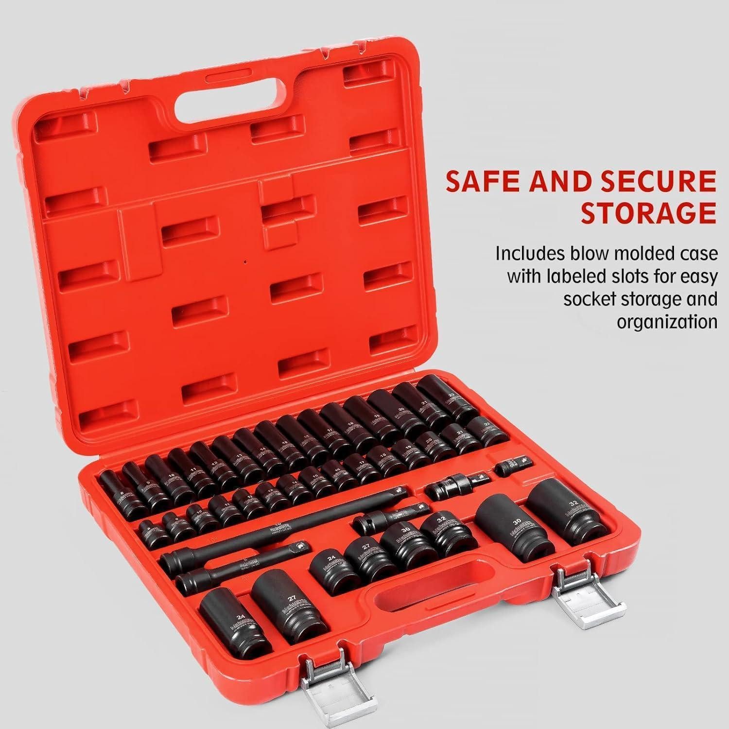 LuxusKollektion Bit- und Steckschlüsselset Schlagschrauber Nüsse 1/2 Metrisch 8-32mm Tief Flach 43 STÜCK METRISCH
