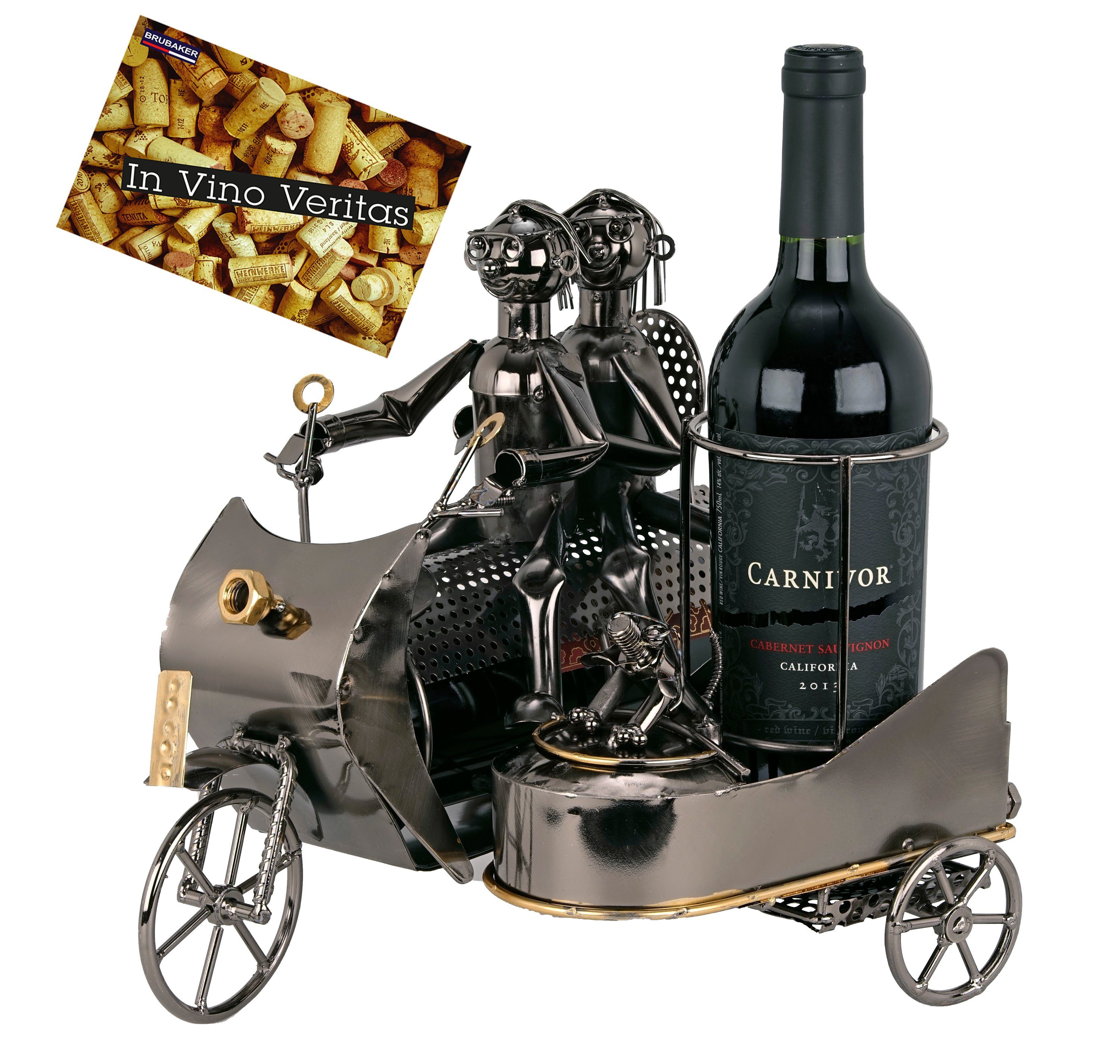 BRUBAKER Weinflaschenhalter Paar auf Motorrad mit Beiwagen, (inklusive Gruß günstig online kaufen