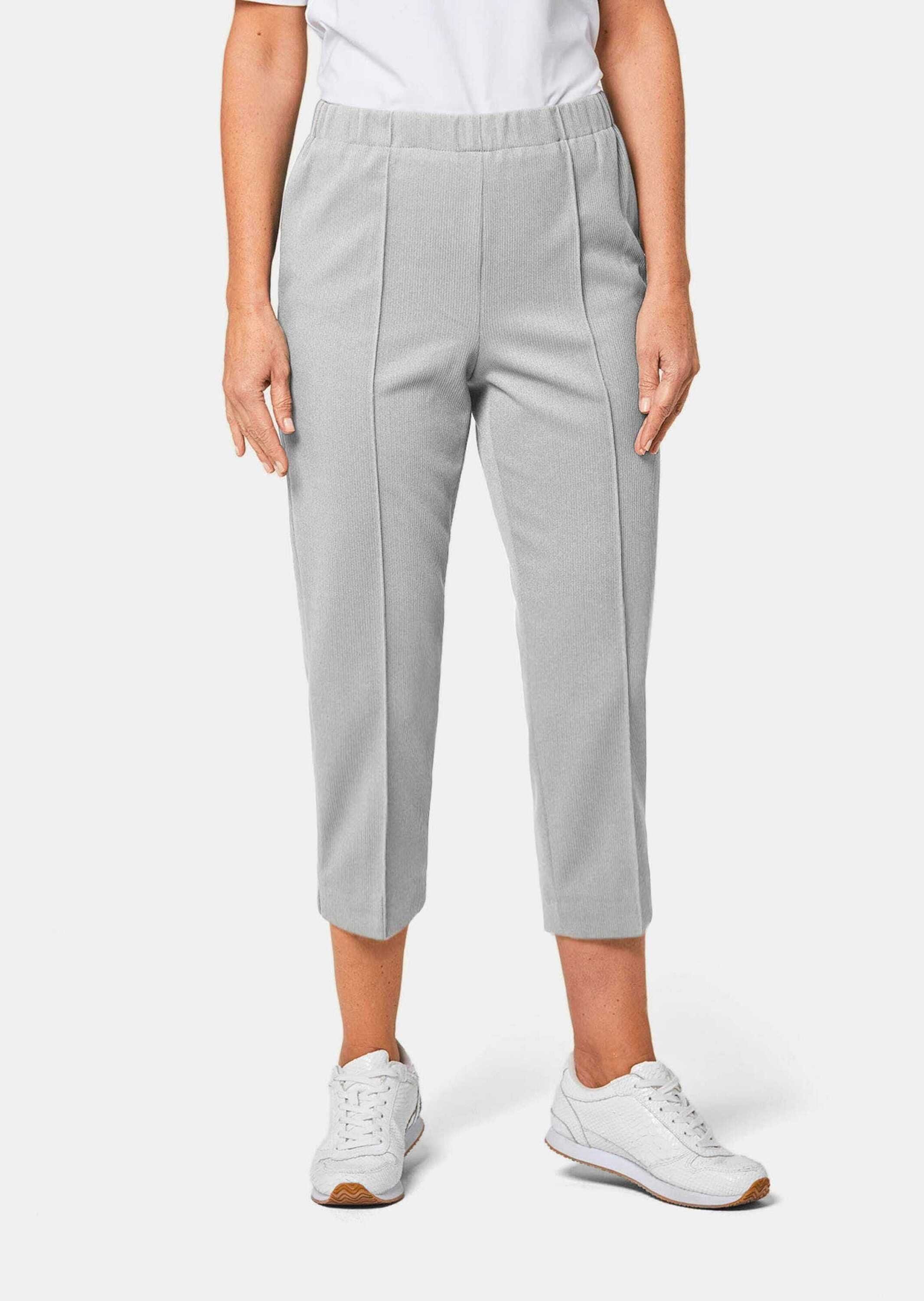 GOLDNER Caprihose Kurzgröße: Sportive 7/8-Hose mit Biesen Stoffhose mit Schlupfbund, Biesen und Wadenlang