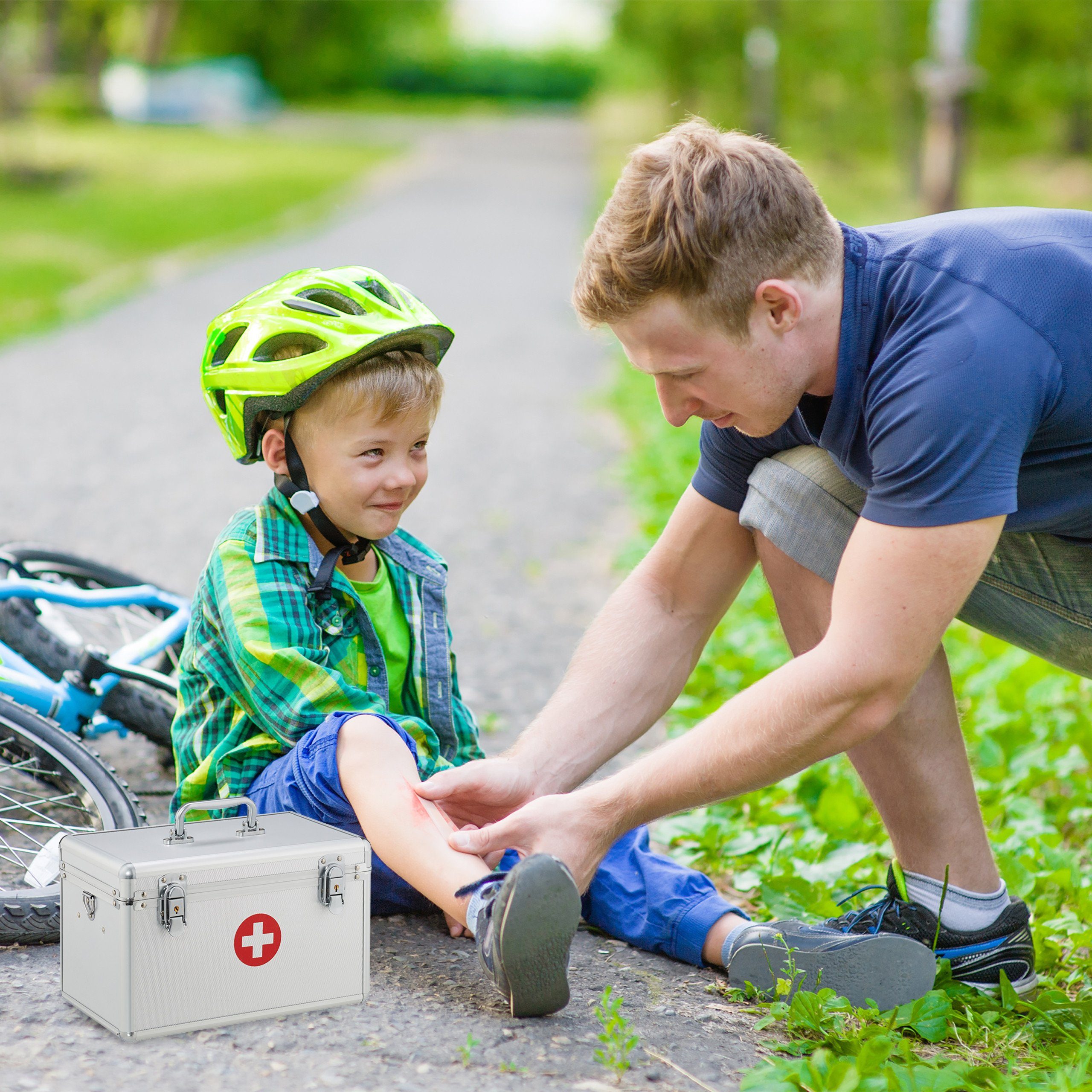 relaxdays Erste-Hilfe-Koffer Aluminium, (1 St)