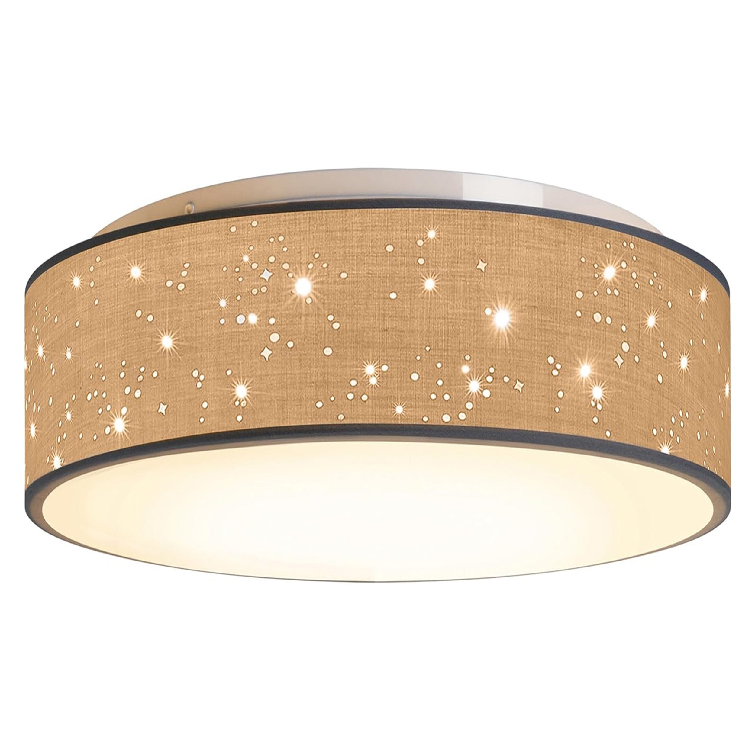 Zedelmaier Lampenschirm Deckenleuchte Deckenlampe Stoff mit Sterne Kinderzimmerlampe, ohne Leuchtmittel, für Kinderzimmer Schlafzimmer Wohnzimmer Flur