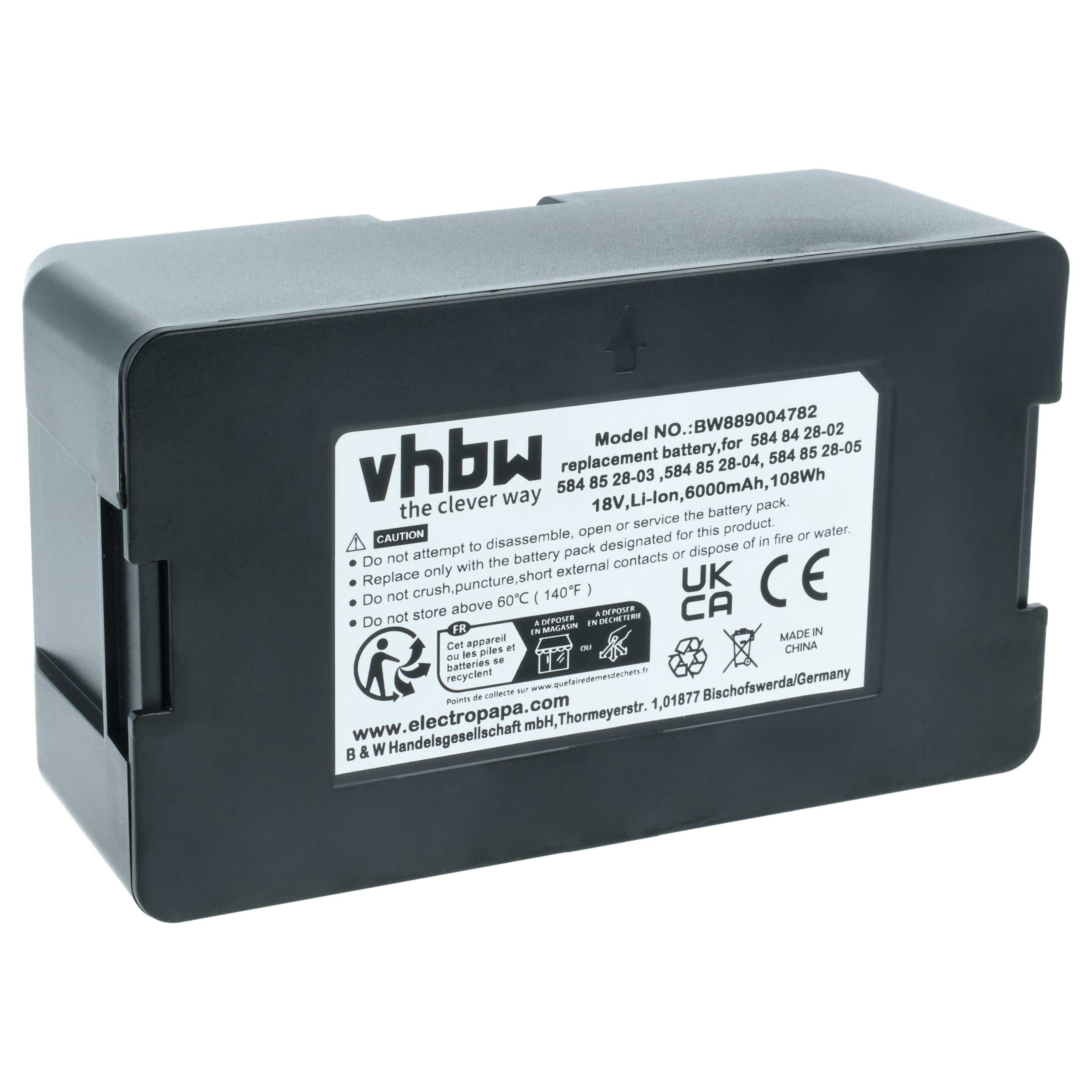 vhbw Akku Ersatz für Gardena 593 11 41-01, 593 11 41-02, 593 11 41-03 für Akku Akku Li-Ion 6000 mAh (18 V, 1 St), Leistungsfähiger Austausch-Akku für Rasenroboter, Wiederaufladbar