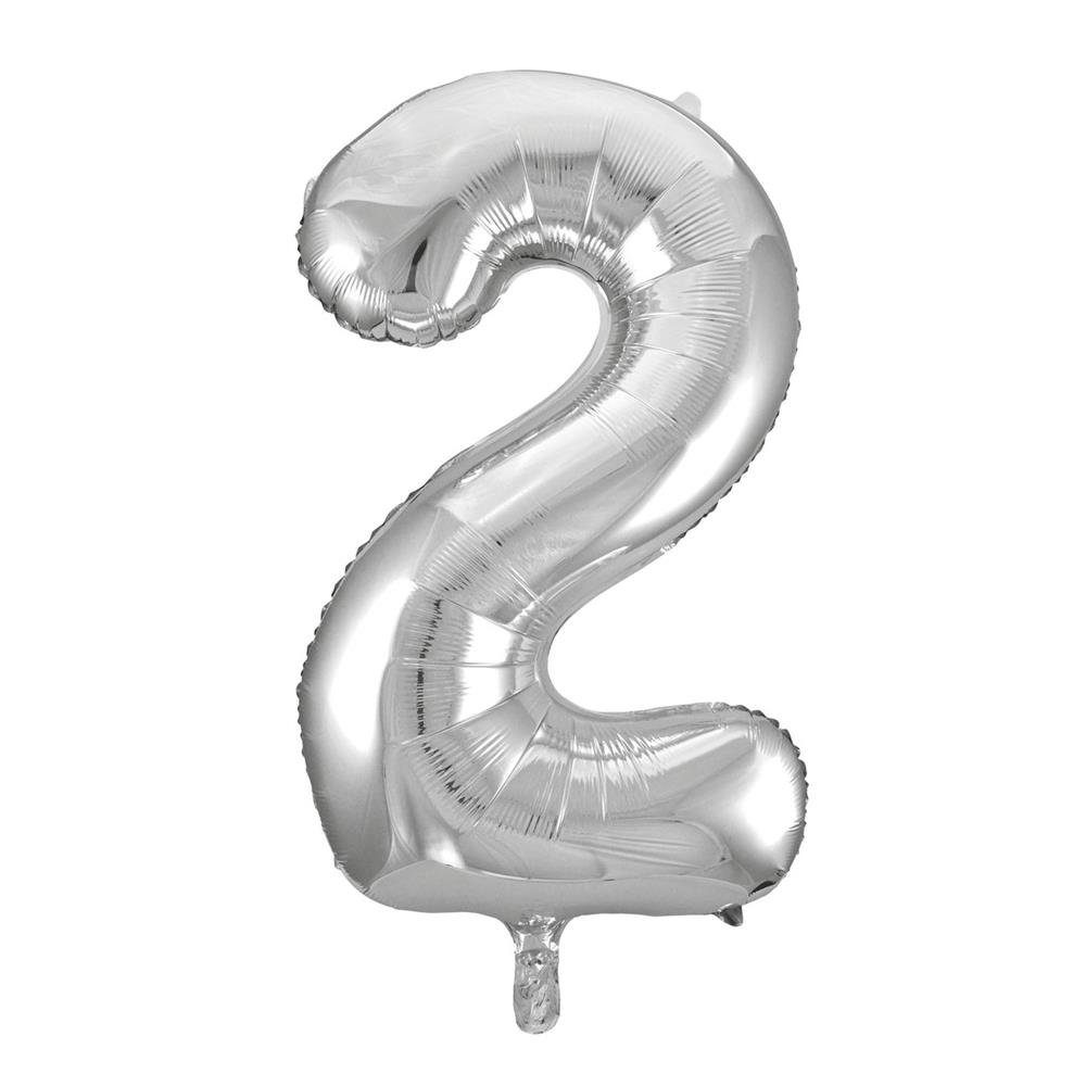 Idena Folienballon Zahl 2, Silber, für Geburtstag, als Geschenk und  Dekoration