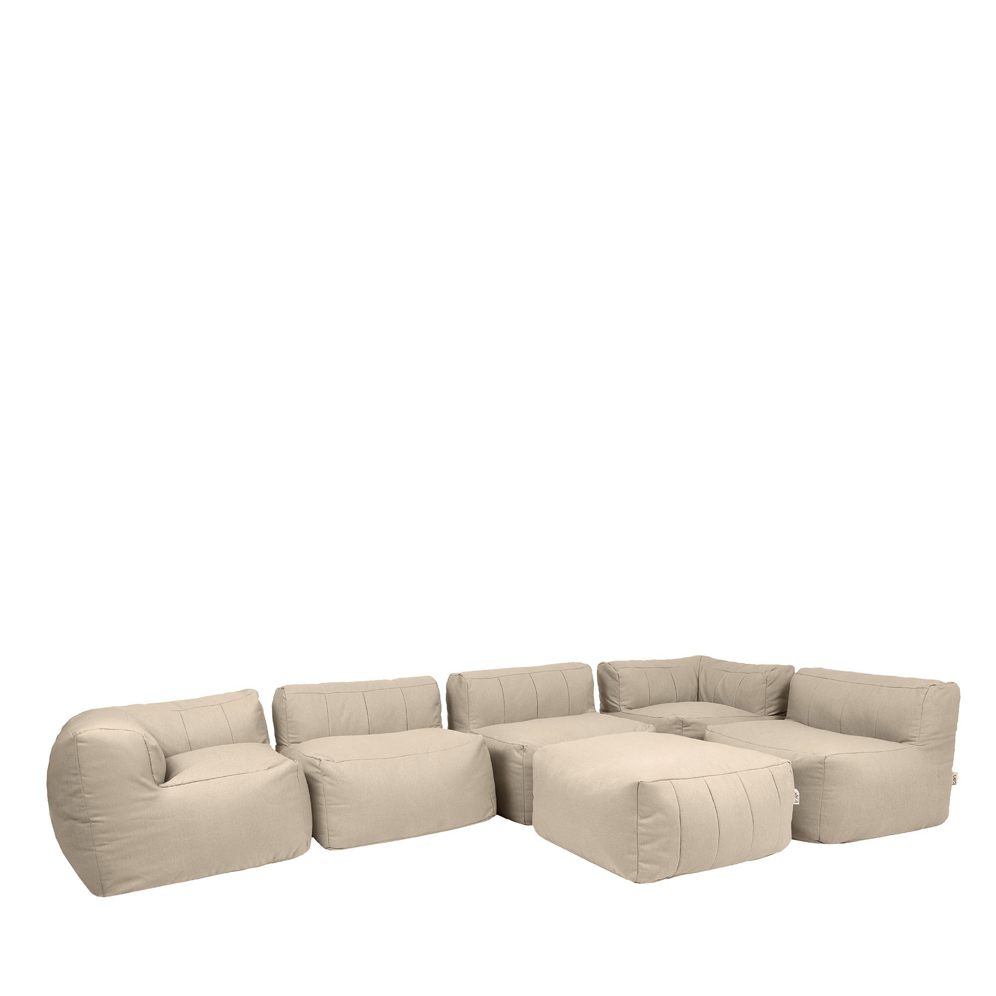 icon Gartenlounge-Set Modulares Outdoorsofa 6 Stück aus Olefin „Zen“, (Spar-Set, 2 x Ecksofa, 3 x Sessel, 1 x Hocker), Schaumstoff Füllung, für Wohnzimmer, für den Außenbereich, wetterfest