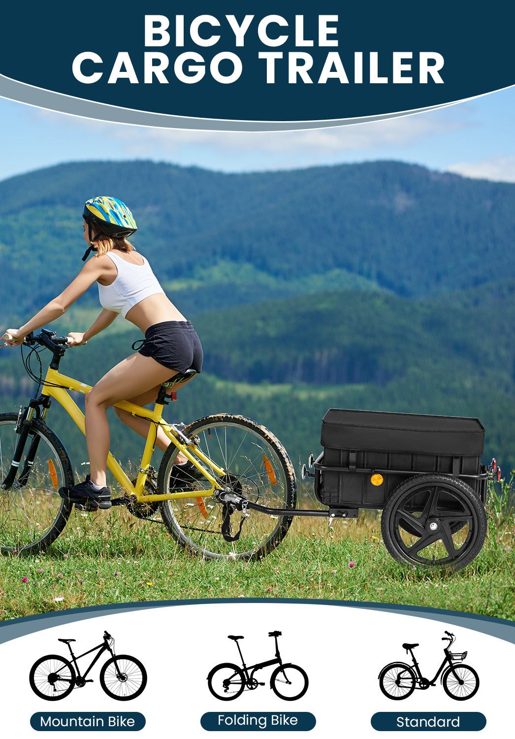 FANNOU Fahrradlastenanhänger 2-in-1 Fahrrad Lastenanhänger, Fahrradanhänger mit Schiebebügel, stabilem Eisenrahmen, 40 cm Luftreifen, bis 40 kg belastbar
