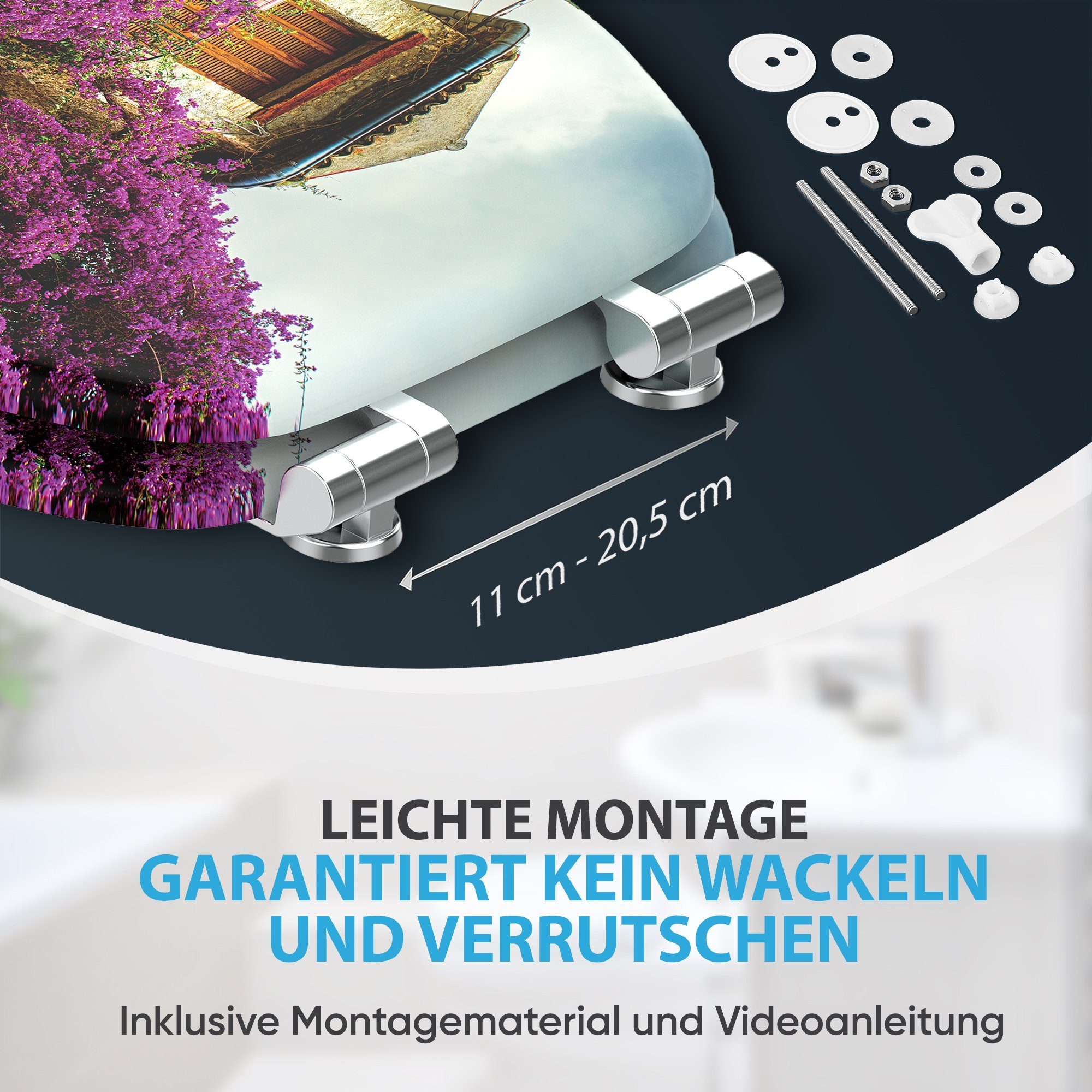 Sanilo WC-Sitz Toskana mit Absenkautomatik, Toilettendeckel direkt vom Hersteller, hochwertig & moderner Klodeckel mit Motiv, universell, leichte Montage – Bild 5 von 5