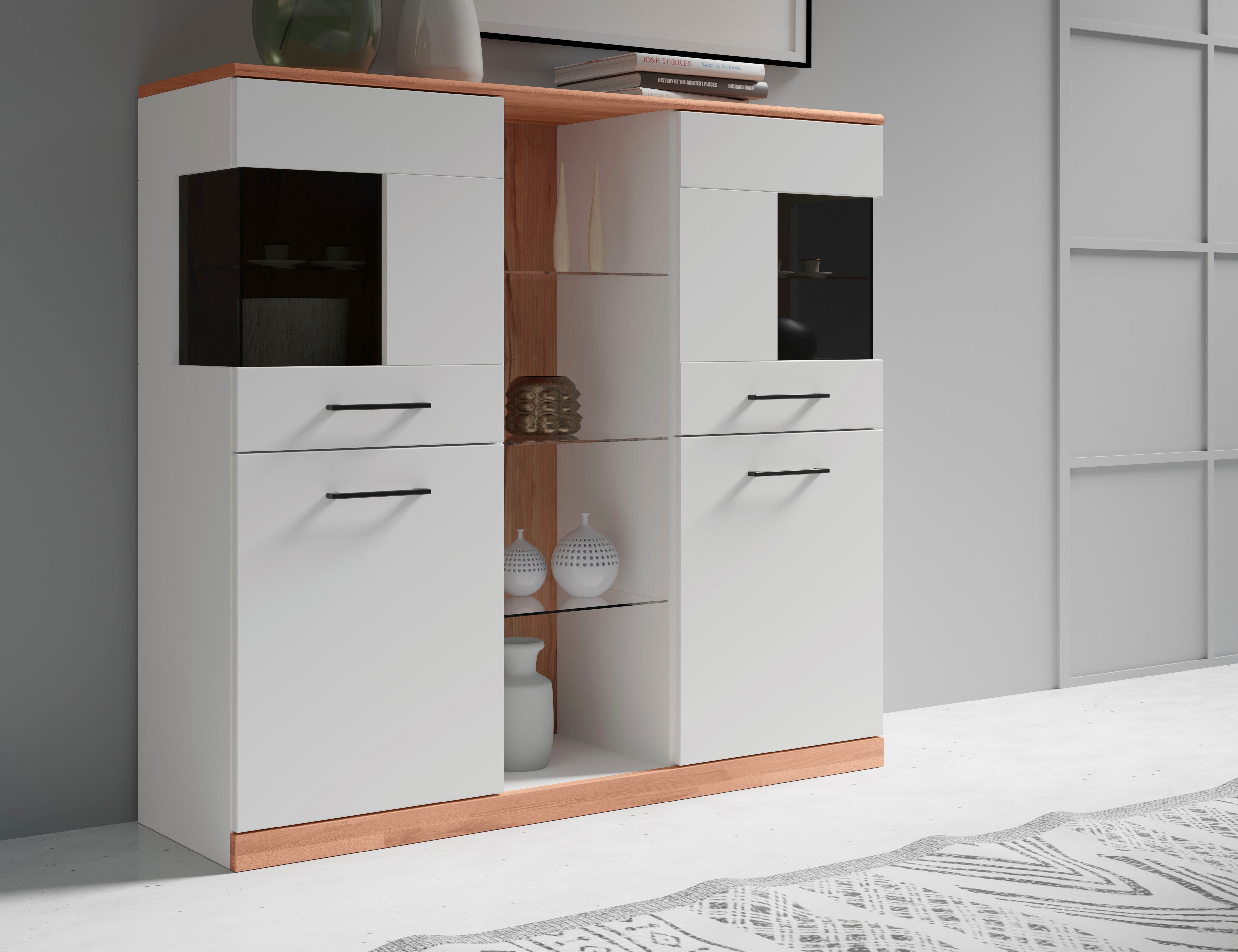 Home affaire Highboard Ribe,120cm breit,112cm hoch,Oberplatte günstig online kaufen