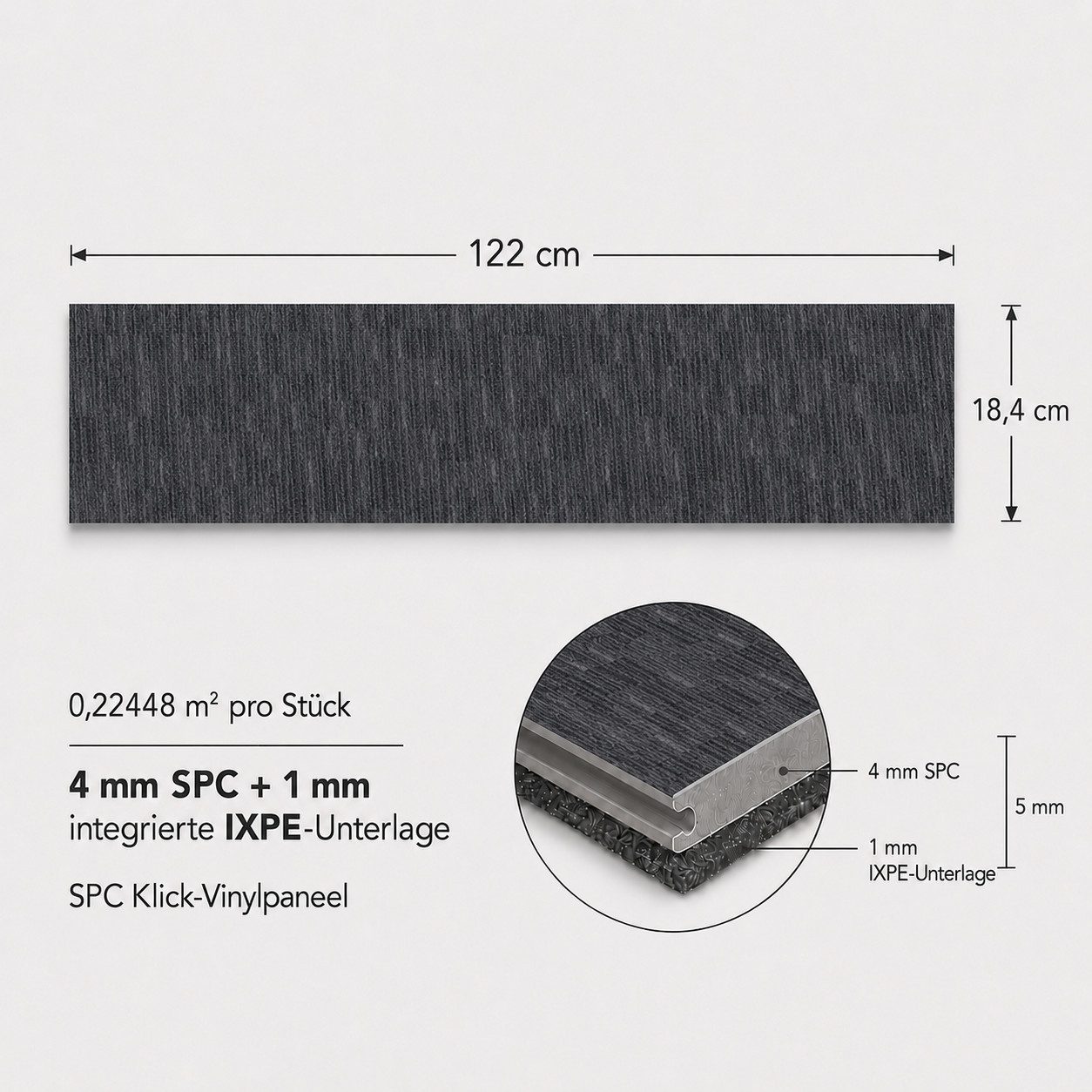 Berti Graf Vinyllaminat Klick Hart Teppichmuster SPC, Wasserfest, 4mm + 1mm, Bodenheizung