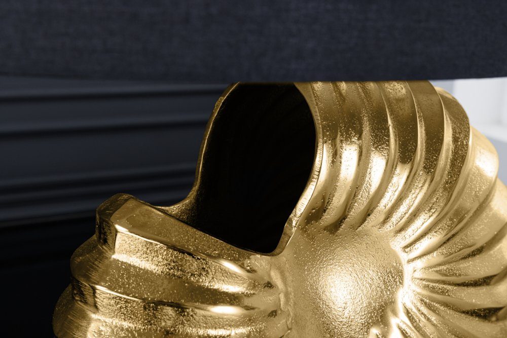 riess-ambiente Tischleuchte Metall ohne / · · Maritim · Leuchtmittel, 60cm Muschel Wohnzimmer Maritim gold Ein-/Ausschalter, schwarz, SHELL · · Stoff