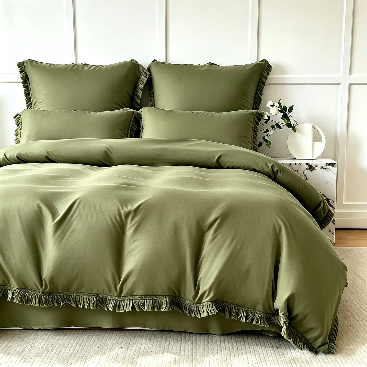 wohnTRAUM24 Bettwäsche Boho-Quasten-Bettwäsche-Sets 135x200 200x200, für alle Jahreszeiten, Quasten, 2 teilig, Premium Qualität, 100 % Polyester, sehr weich, un – Bild 2 von 2