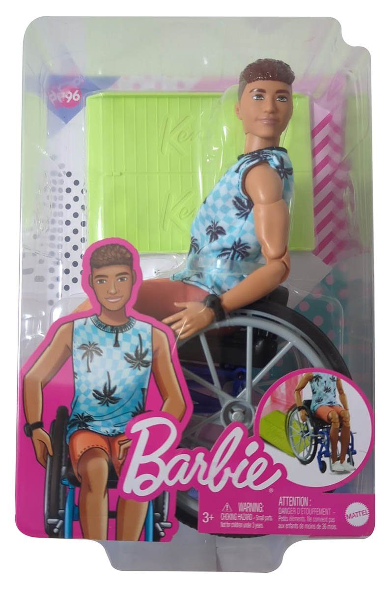 Barbie Stehpuppe Mattel HJT59 Barbie Fashionista, Ken im Rollstuhl mit braunen Haaren