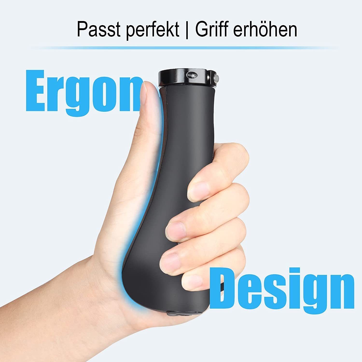 Refined Living Fahrradlenkergriff Fahrradgriffe ergonomisch Fahrrad Lenker Griffe mit Bar Ends,1 Paar (rutschfest & einfach zu montieren, für MTB & BMX, 1-St., Zwei Seiten Lock-On Design aus rutschfestem Gummi), Geeignet für Fahrräder,Mountainbikes,Scooter mit 22 mm Durchmesser.