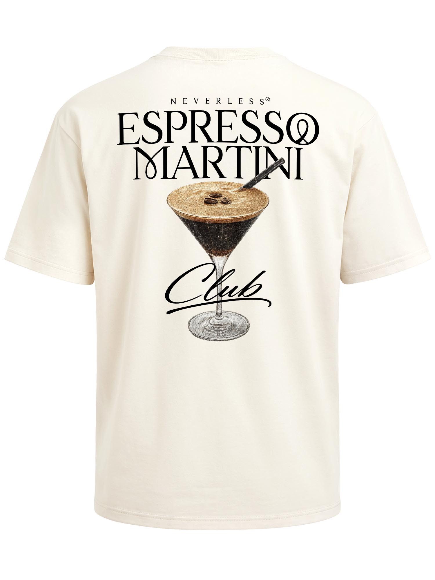 Neverless Oversize-Shirt Herren T-Shirt - Design Espresso Martini - Oversized Relaxed Fit mit Print