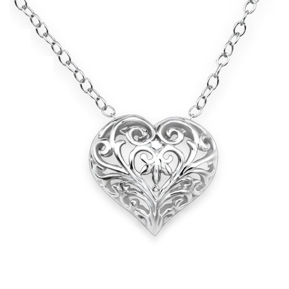Ketten-Set Kette Herz Ornamente aus 925 Silber Damen
