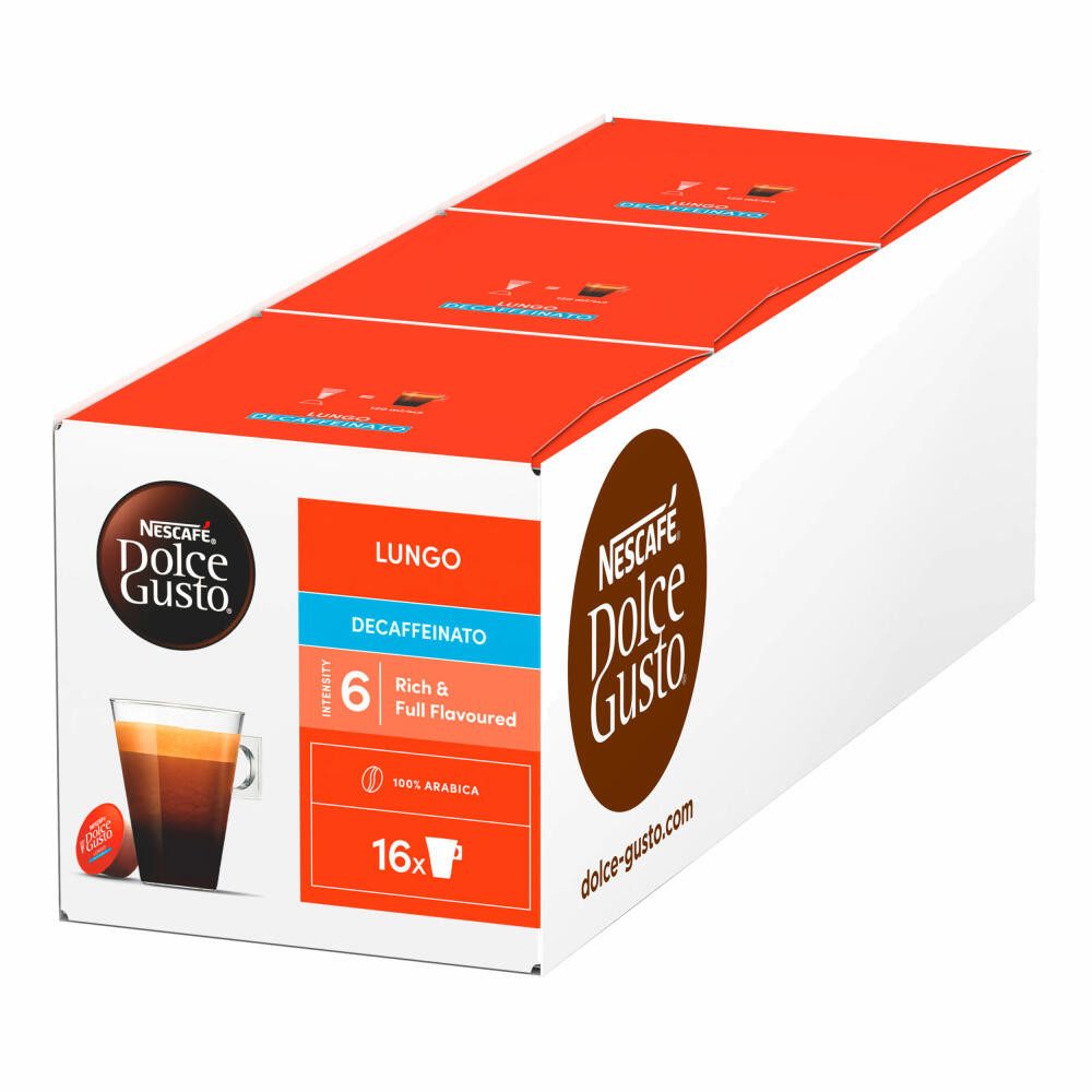 NESCAFÉ® Dolce Gusto® Kaffee Caffè Lungo Decaffeinato 3er Set, 3 x