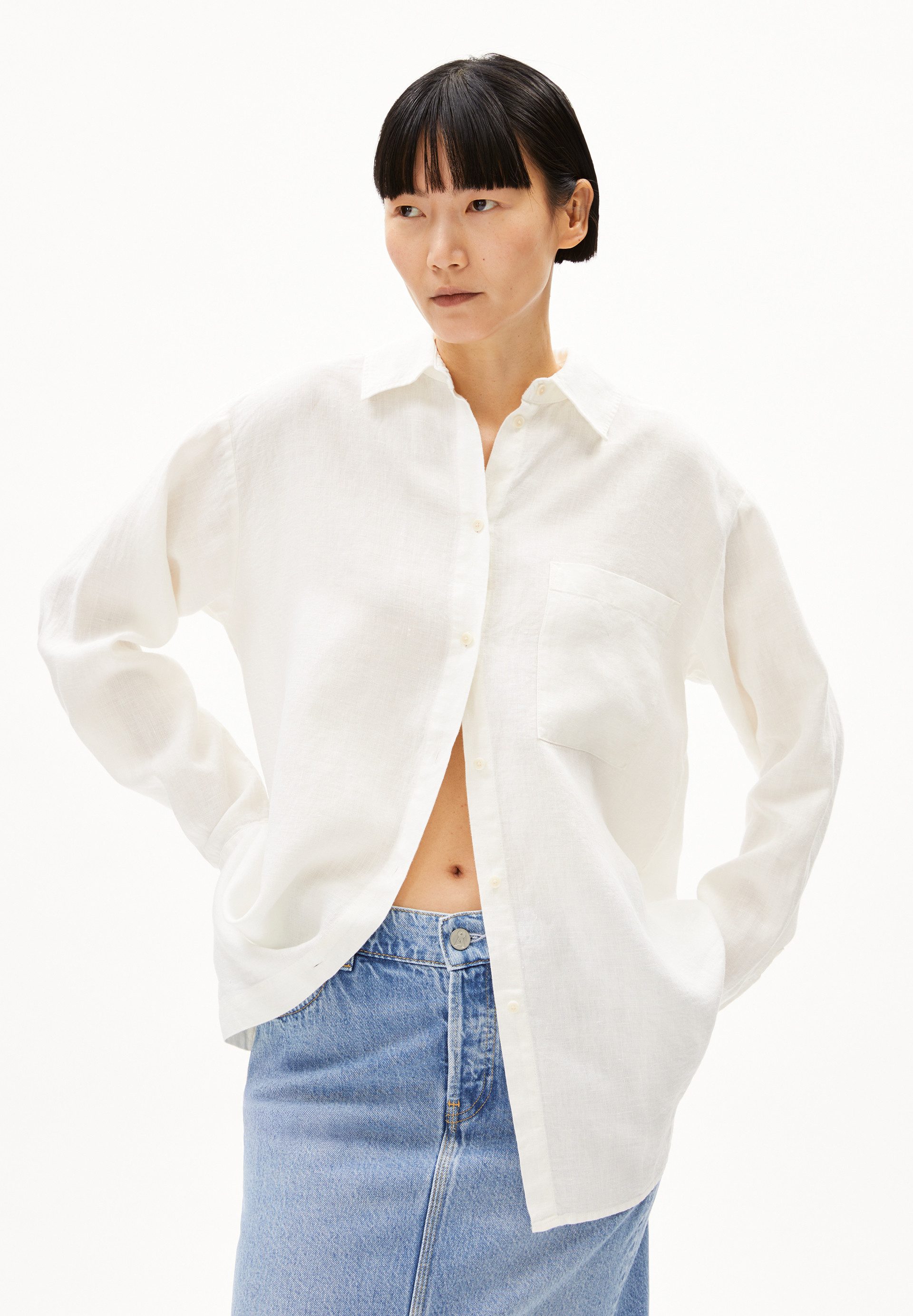 Langarmbluse MAALGAA PURE LINO Bluse aus Leinen Loose Fit