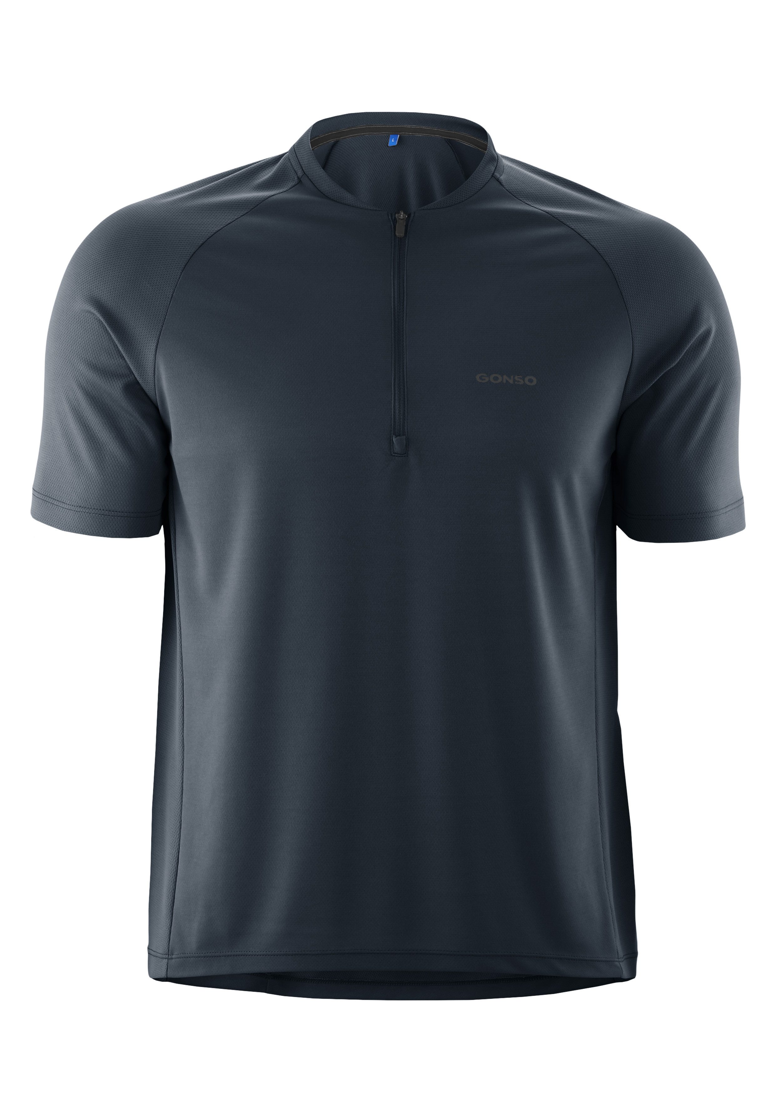 Gonso Radtrikot SITIVO Jersey Blue M Herren Fahrradtrikot mit Rückentasche, Half-Zip Trikot, Loose Fit