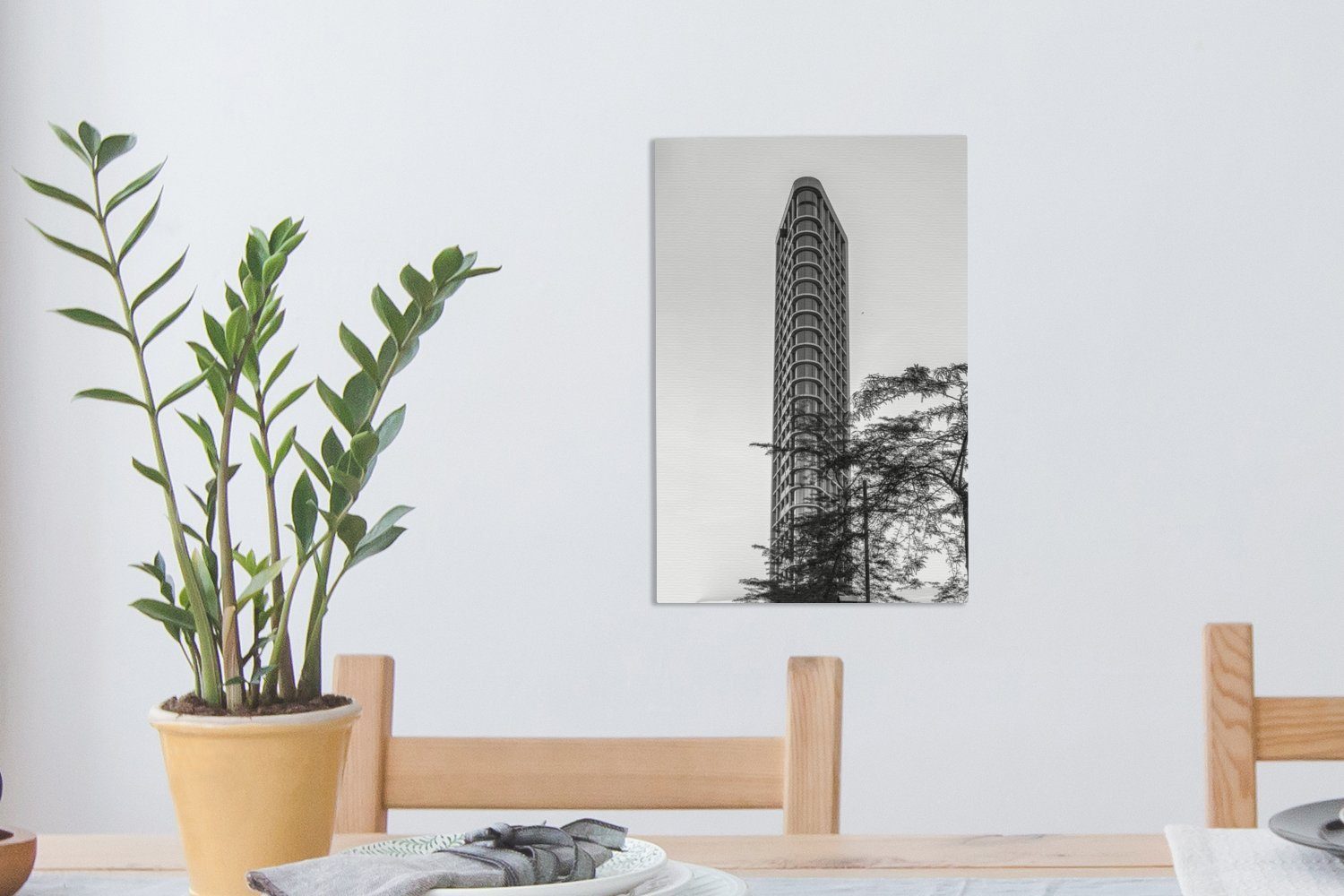 Himmel Lila - cm St), Gebäude 20x30 schwarz bespannt Gemälde, und fertig weiß, inkl. Eindhoven in Leinwandbild Zackenaufhänger, einem über OneMillionCanvasses® Leinwandbild (1