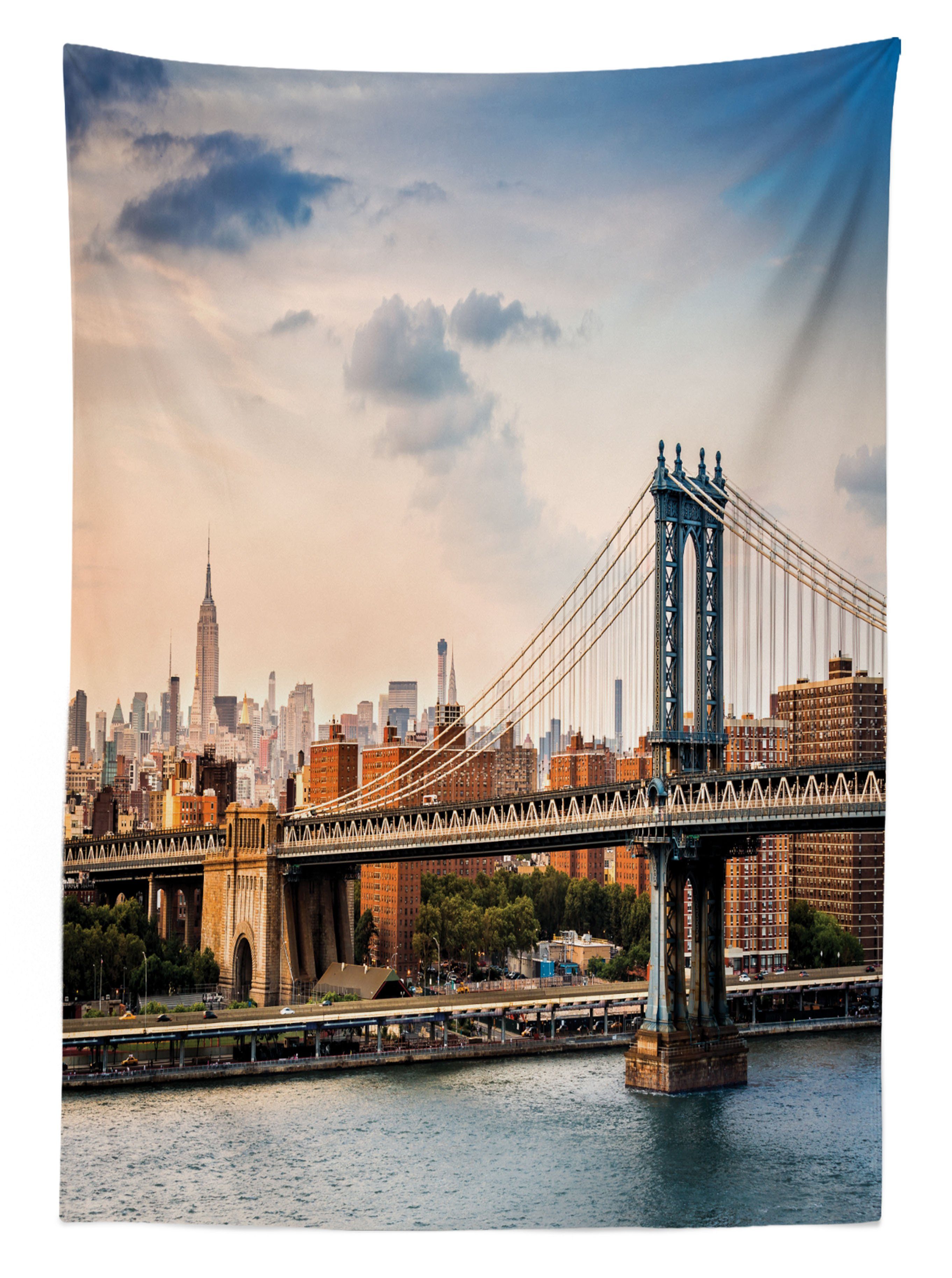 in Farben, Manhattan-Brücke von Klare New geeignet Bereich Waschbar Tischdecke den Außen Abakuhaus Vereinigte Farbfest City Amerika Für Staaten York