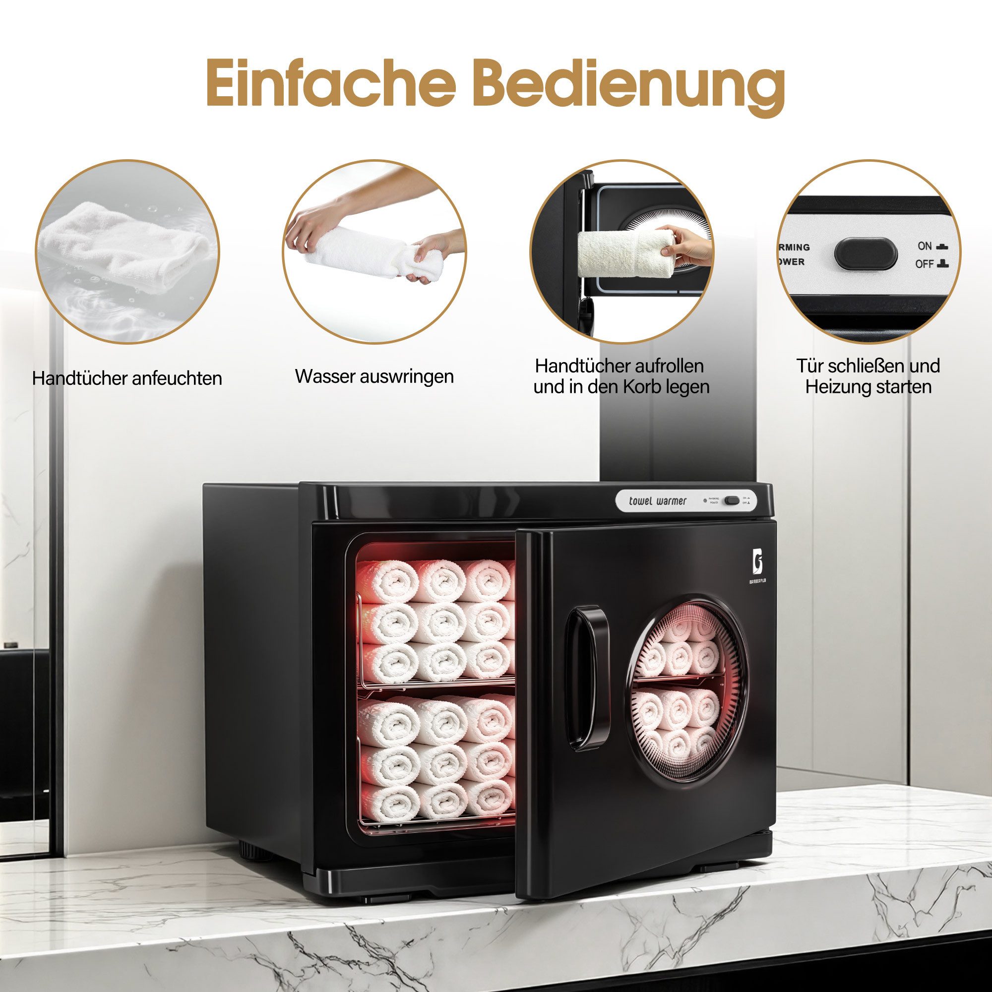 Barberpub Badheizkörper BarberPub 24L Handtuchwärmer Handtuchheizschrank Schwarz, HW224, Handtuchheizkörper Elektrisch, Handtuchheizschrank – Bild 5 von 5