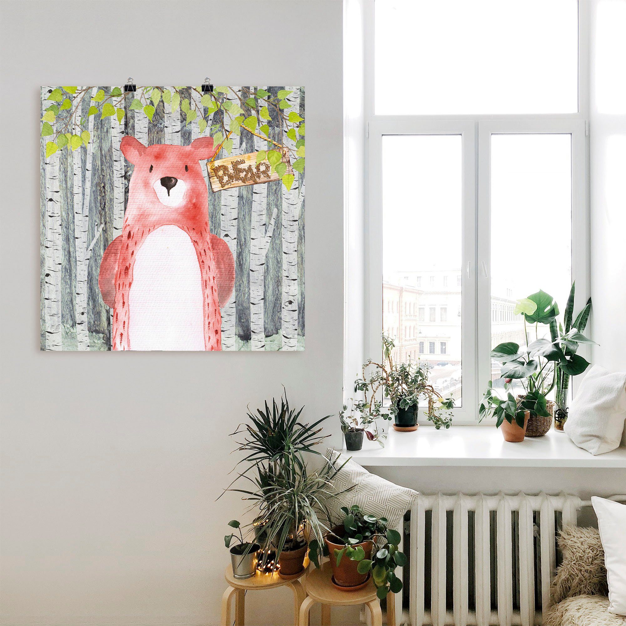 Alubild, Wandaufkleber Leinwandbild, (1 St), als in versch. Artland Tiere der Wandbild oder Bär, lustige Größen Poster Waldfreunde-