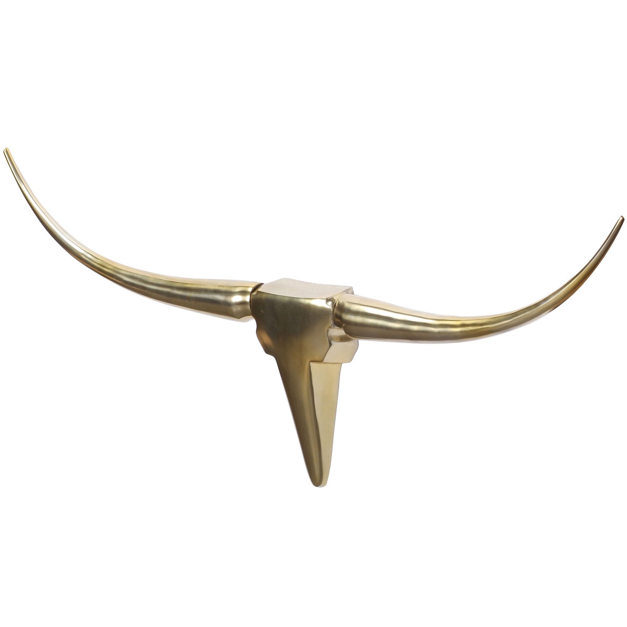FINEBUY Wanddekoobjekt FB37859 Deko Geweih Bull M Aluminium Design Hörner 100cm Gold (Geweih M Wanddekoration 100 cm Aluminium Gold), Wandgeweih Alu Modern, Jagdtrophäe Wandschmuck