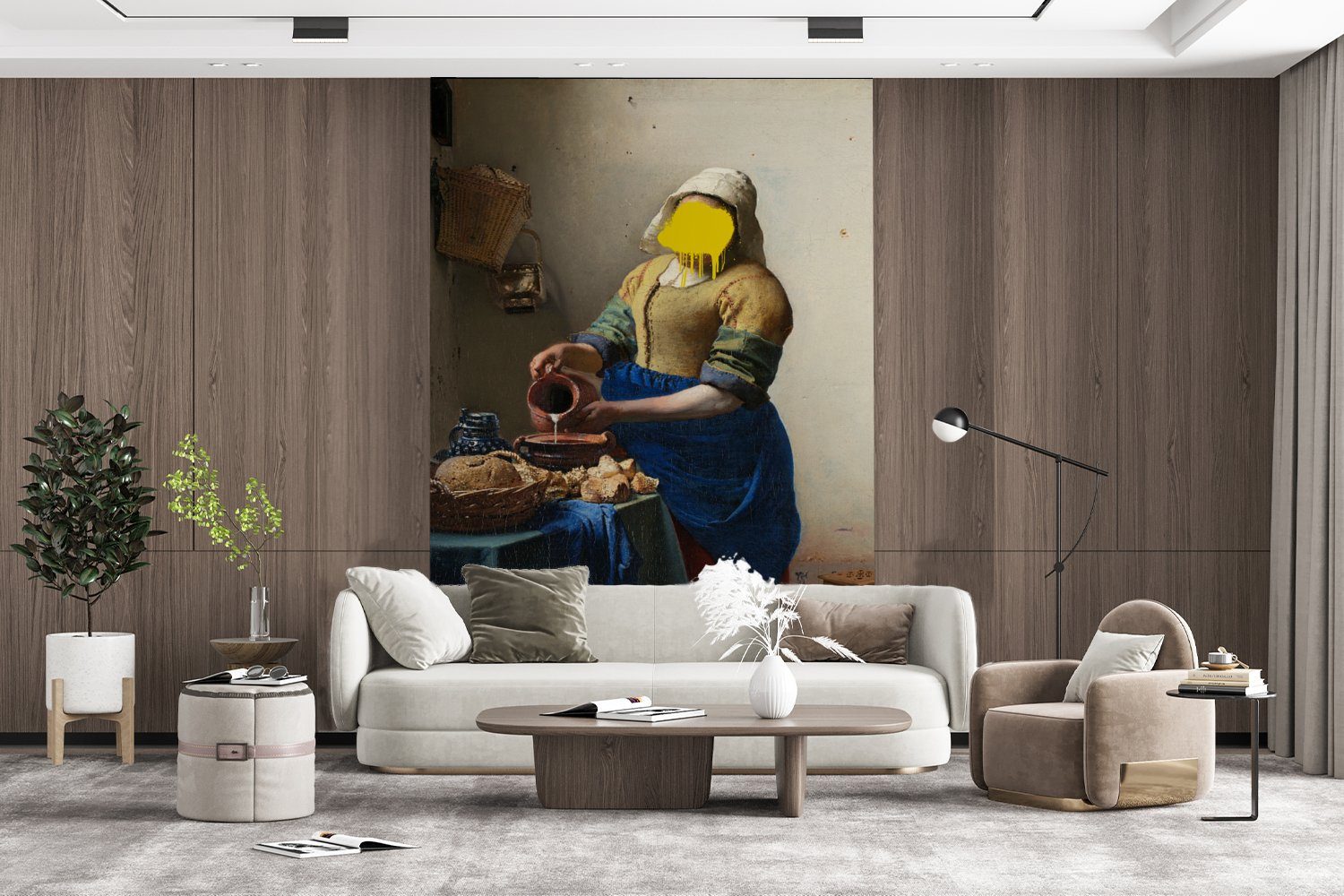 Milchmädchen - Matt, Johannes Wandtapete Tapete Vinyl Vermeer Montagefertig Gemälde, (3 MuchoWow für - Fototapete St), bedruckt, Wohnzimmer,
