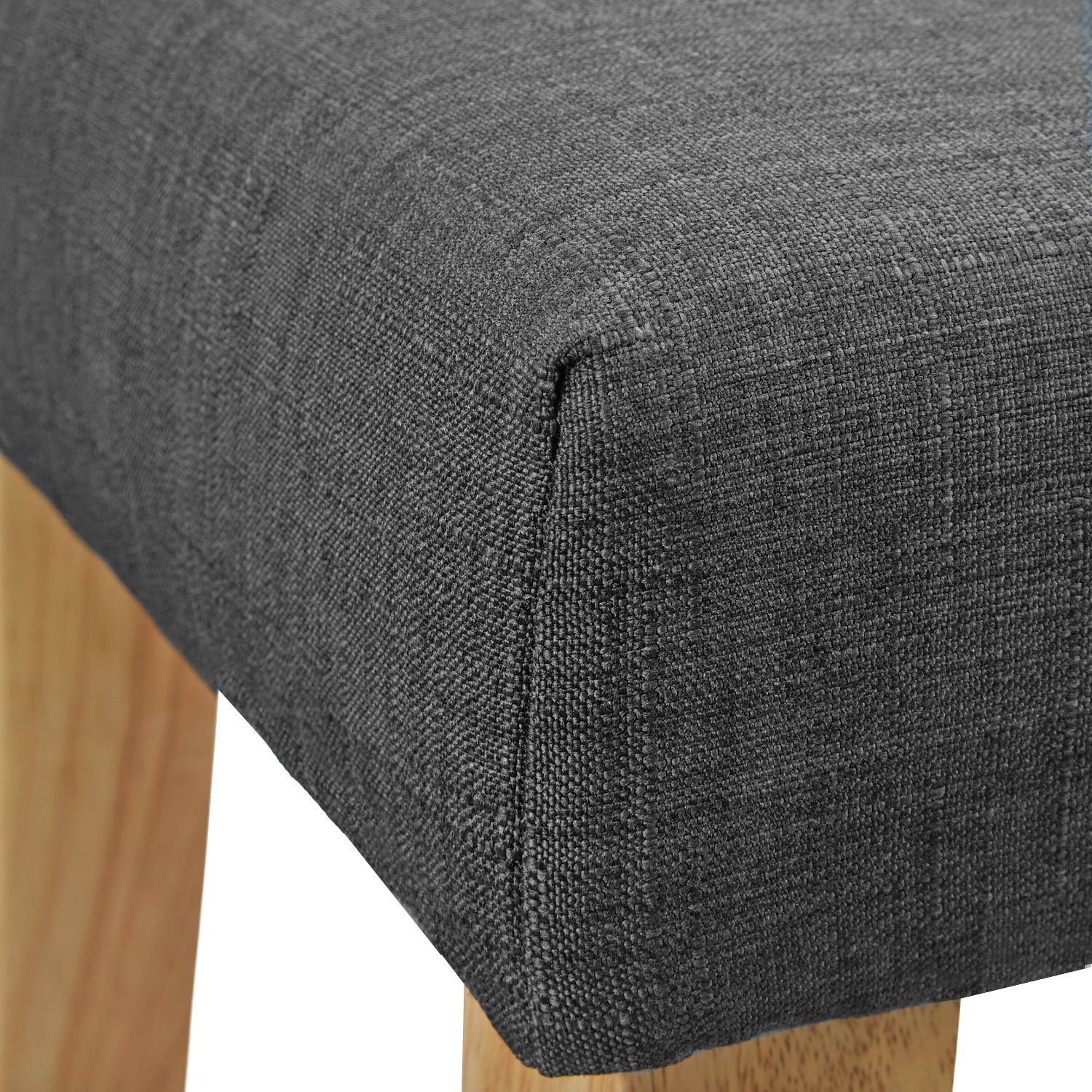 Homestyle4u Polsterbank 103 cm Sitzbank Anthrazit Beistellbank Grau Holzbeine Fußbank