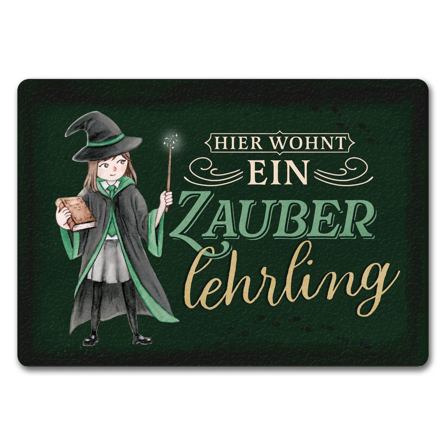 Fußmatte Zauberlehrling Fußmatte in 35x50 cm ohne Rand mit Zauberschülerin