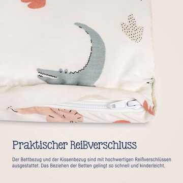 Kinderbettwäsche Baby- und Kinderbettwäsche aus 100% Bio-Baumwolle, Julius Zöllner, Linon, 2 teilig, erhältlich in den Größen 80x80+35x40cm und 100x135+40x60cm