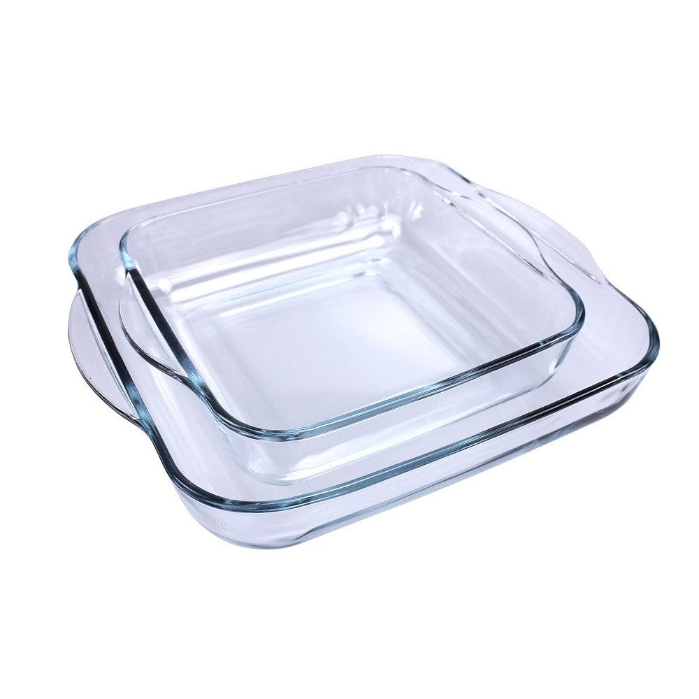 Pasabahce Auflaufform Pasabahce Borcam Ofenschalen Set eckig 28x28/22x22 cm, Borosilikatglas