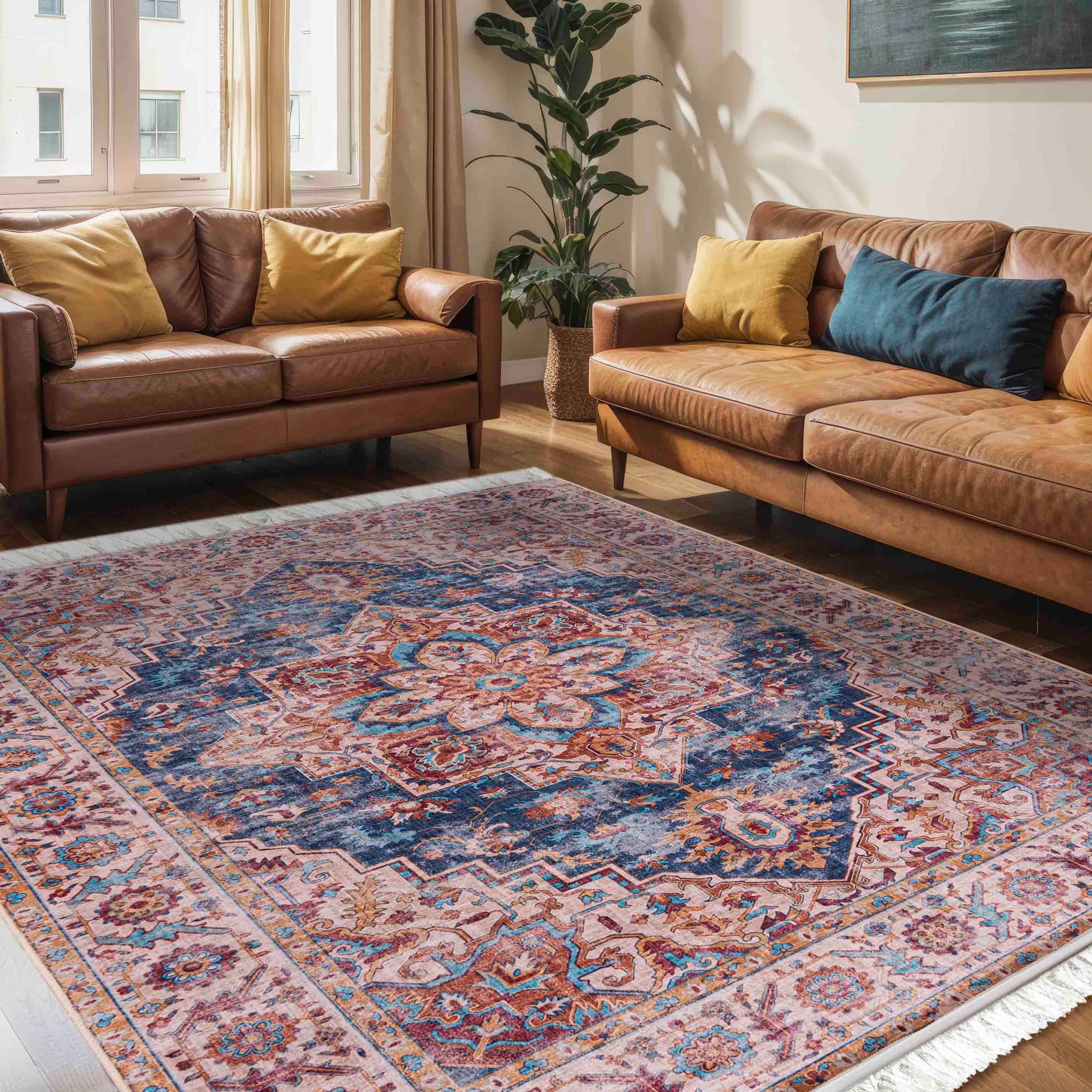 Orientteppich Teppich Oriental Orientteppich Wohnzimmer Orient Muster Beige Braun, Mazovia, 120 x 170 cm, Fußbodenheizung, Allergiker geeignet, Rutschfest