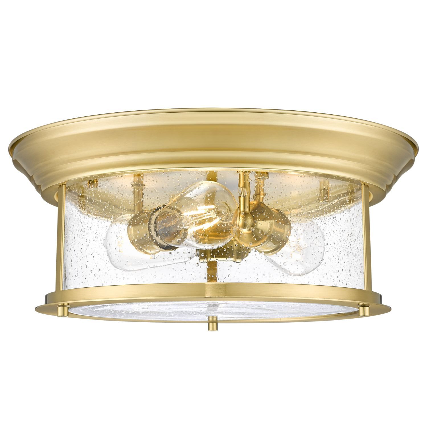 Licht-Erlebnisse Deckenleuchte LUREIN, ohne Leuchtmittel, Metall Glas D: 39,5 cm rund 3-flammig E27 Jugendstil in Messing