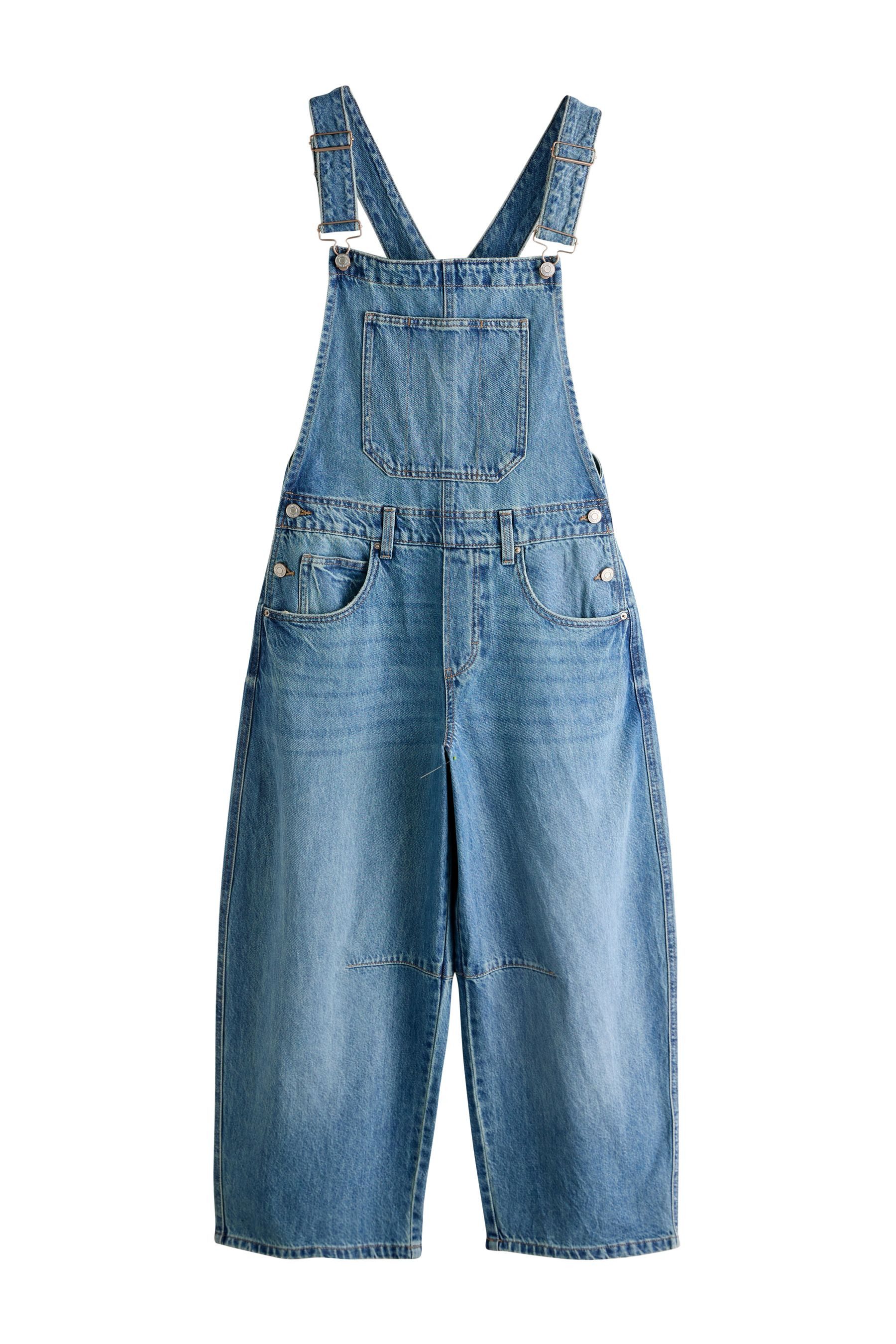 Next Latzjeans Latz-Jumpsuit aus Denim mit Barrel-Bein (1-tlg)