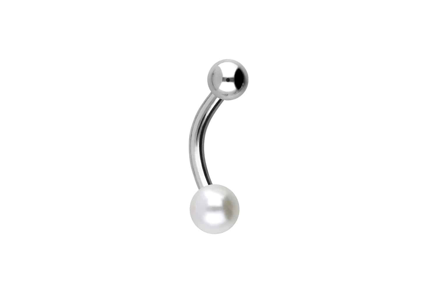 PIERCINGLINE Bauchnabelpiercing Chirurgenstahl Mini Bananabell SYNTHETISCHE PERLE + (Bananabells, 1-tlg)
