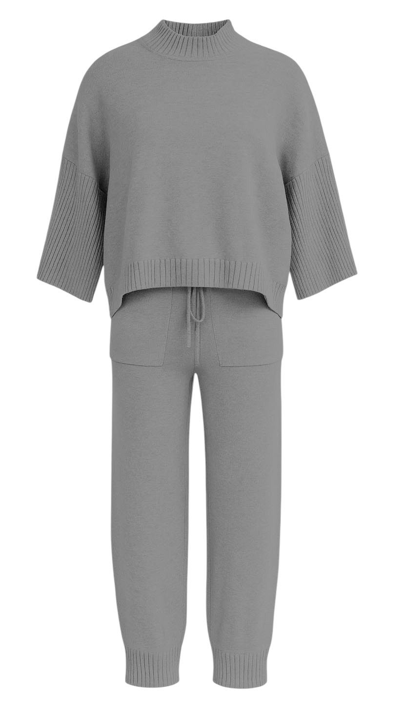 Strickhose Damen Strick Zweiteiler – Pullover mit Hose, weicher Stoff M.412