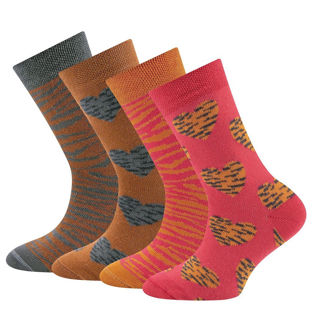 Ewers Socken Socken Herzen/Tiger (4-Paar)