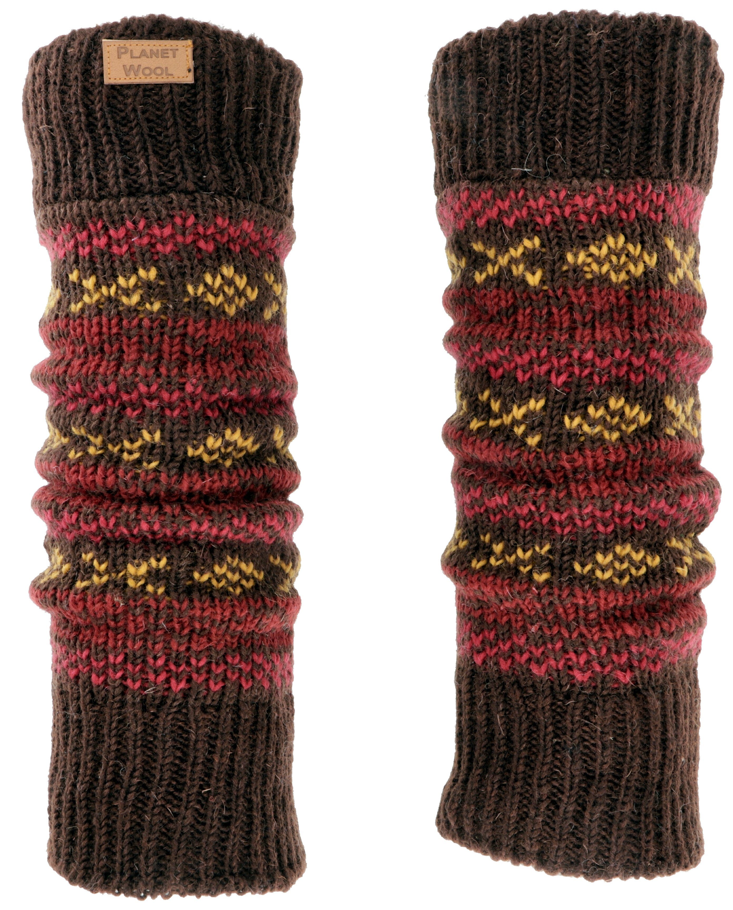 Guru-Shop Haussocken Wollstulpen aus Nepal, Beinstulpen mit Muster -..