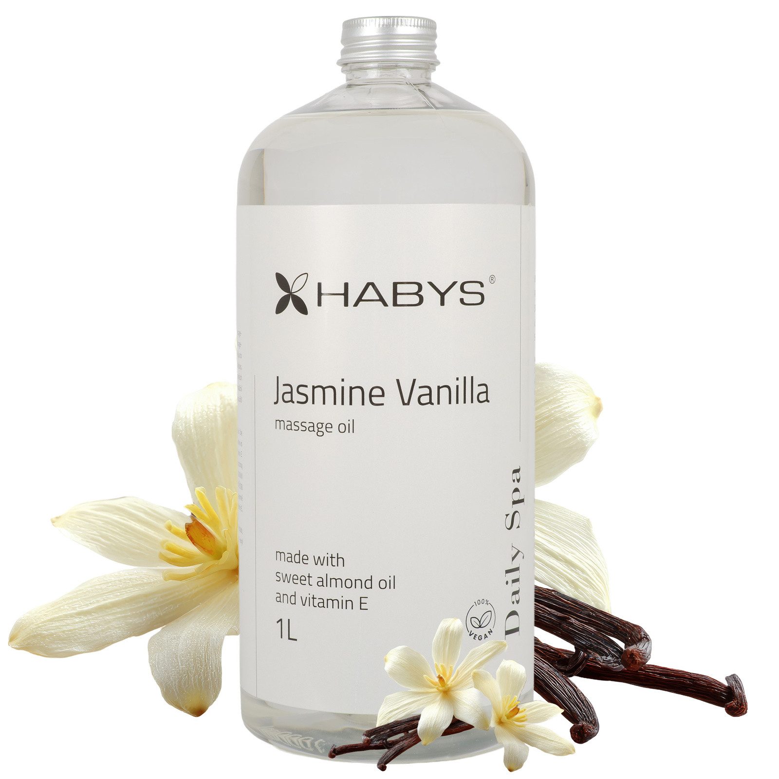 Habys Massageöl Massageöl Daily Spa Jasmine Vanilla Jasmin-Vanille Mandelöl 1 L