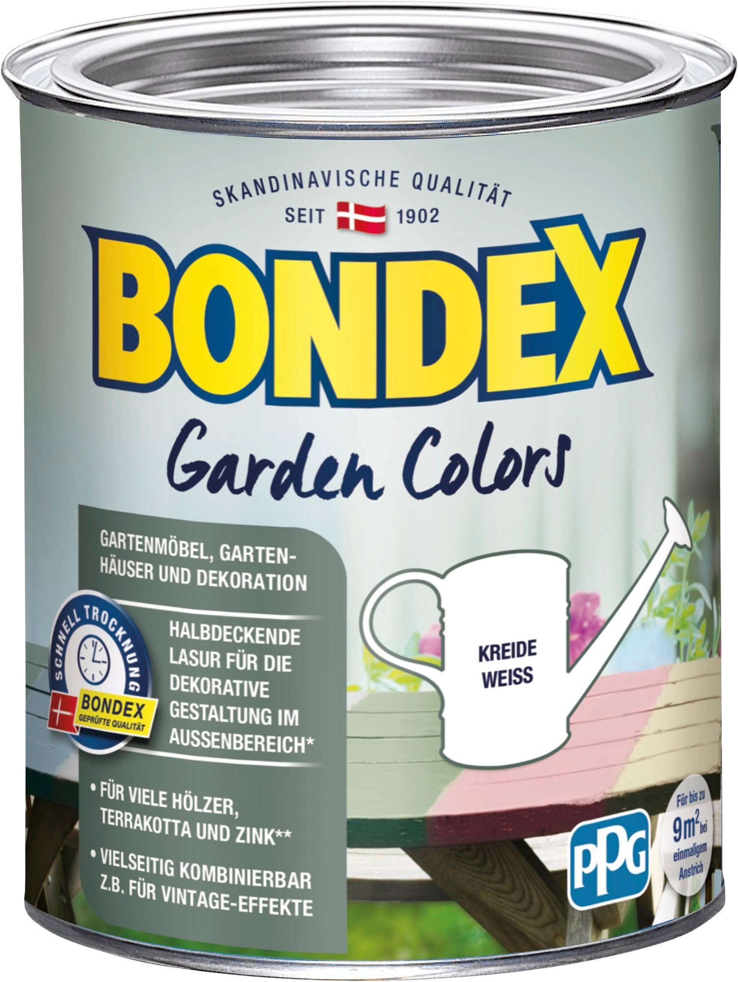 Bondex Wetterschutzfarbe GARDEN COLORS, Behagliches Grün, 0,75 Liter Inhalt Kreide Weiss