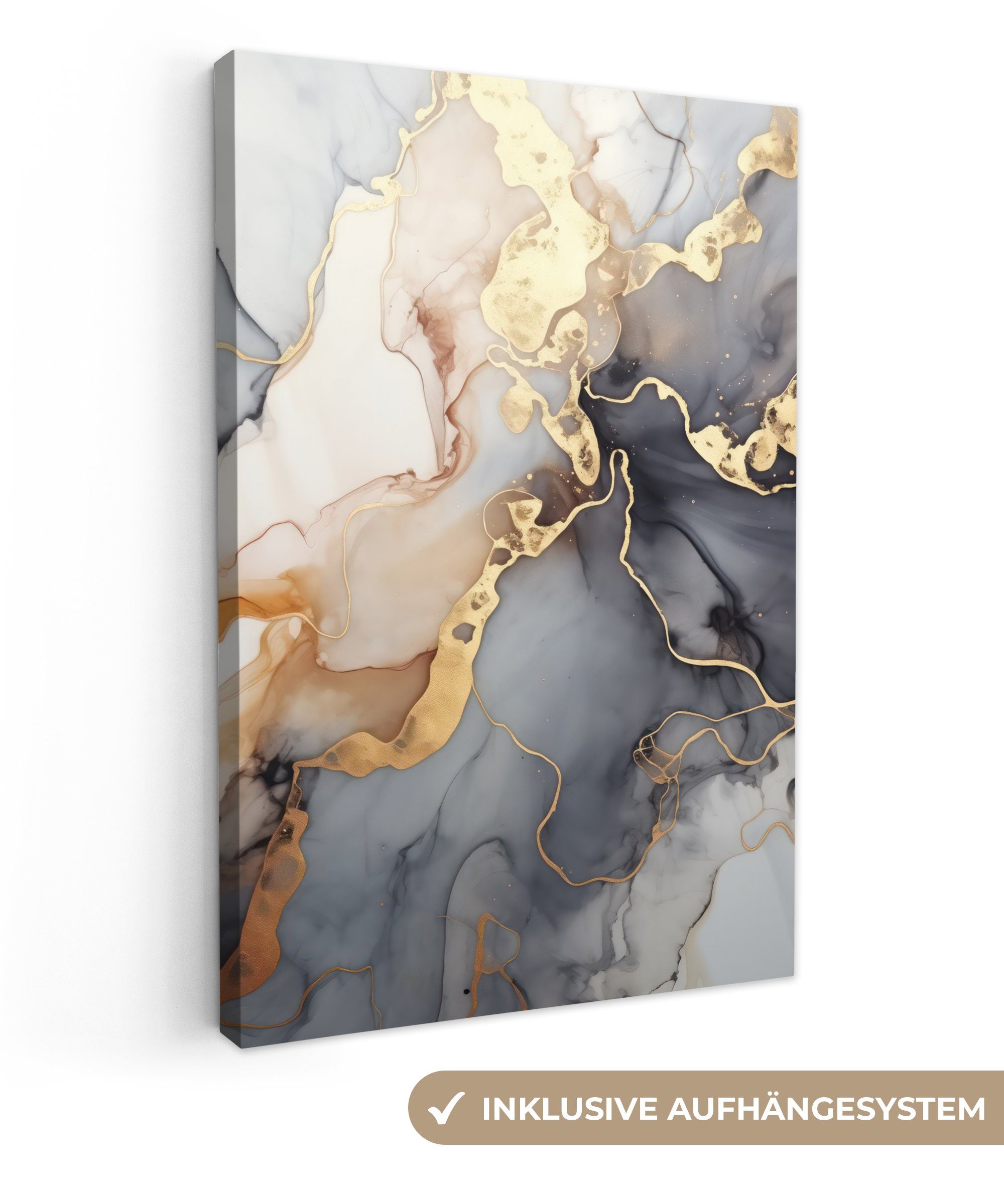 OneMillionCanvasses® Leinwandbild Marmor - Schwarz - Gold - Weiß, Fotodruck günstig online kaufen
