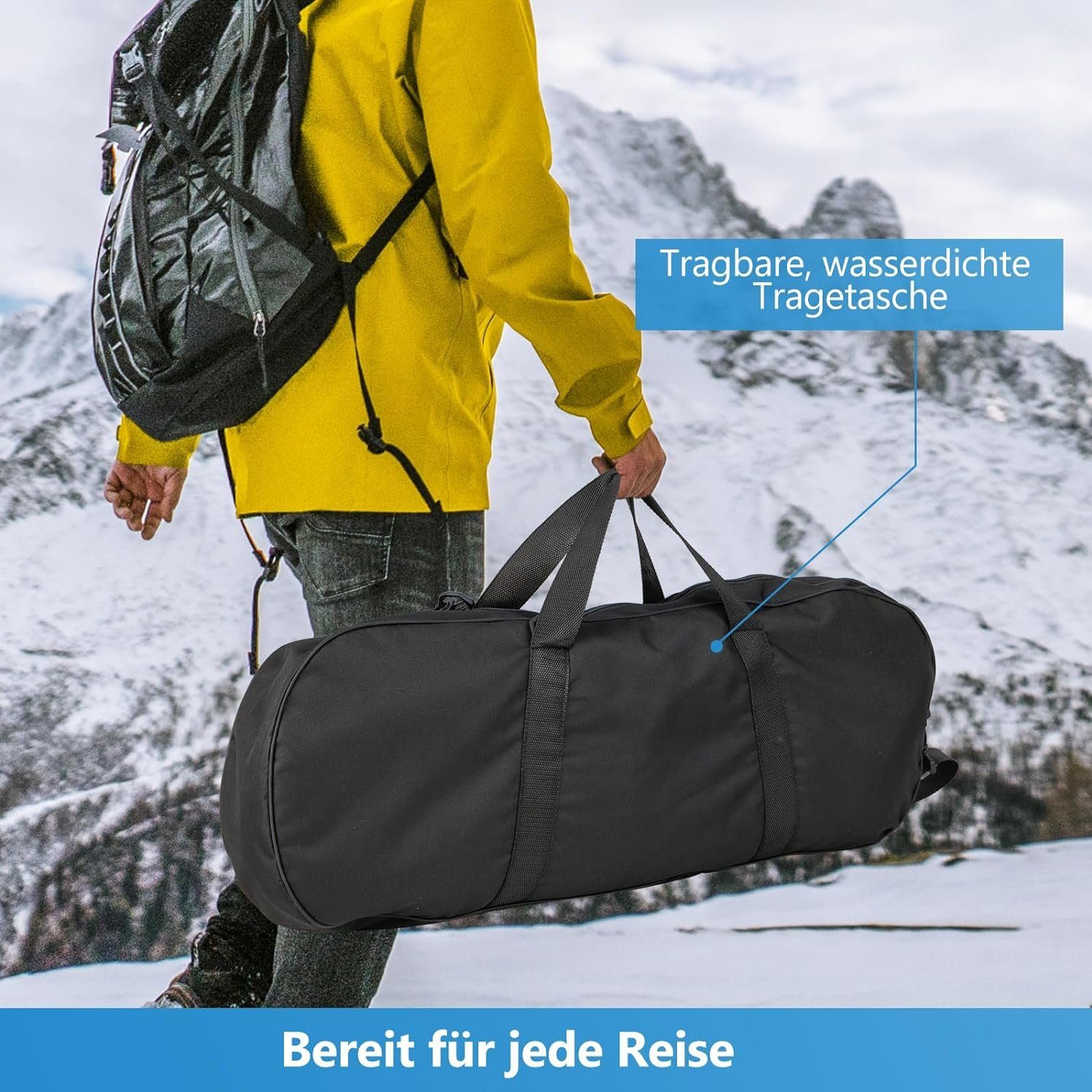 mit Schneeschuhe verstellbaren KOMFOTTEU Tragetasche Wanderstöcken 53/63/76cm & blau (Set),