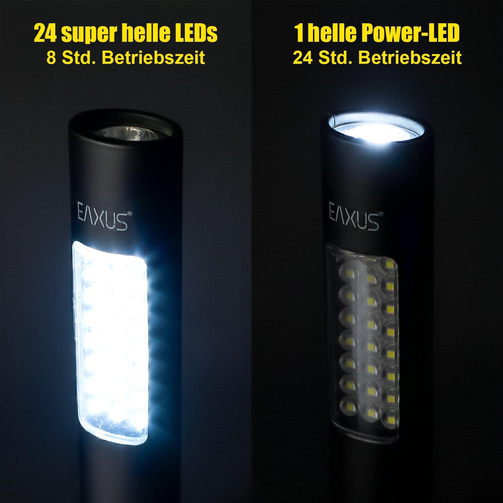 EAXUS LED Arbeitsleuchte 2er Set Worklight mit Magnet - inkl. Batterien, LED fest integriert, 2 Leuchtmodi