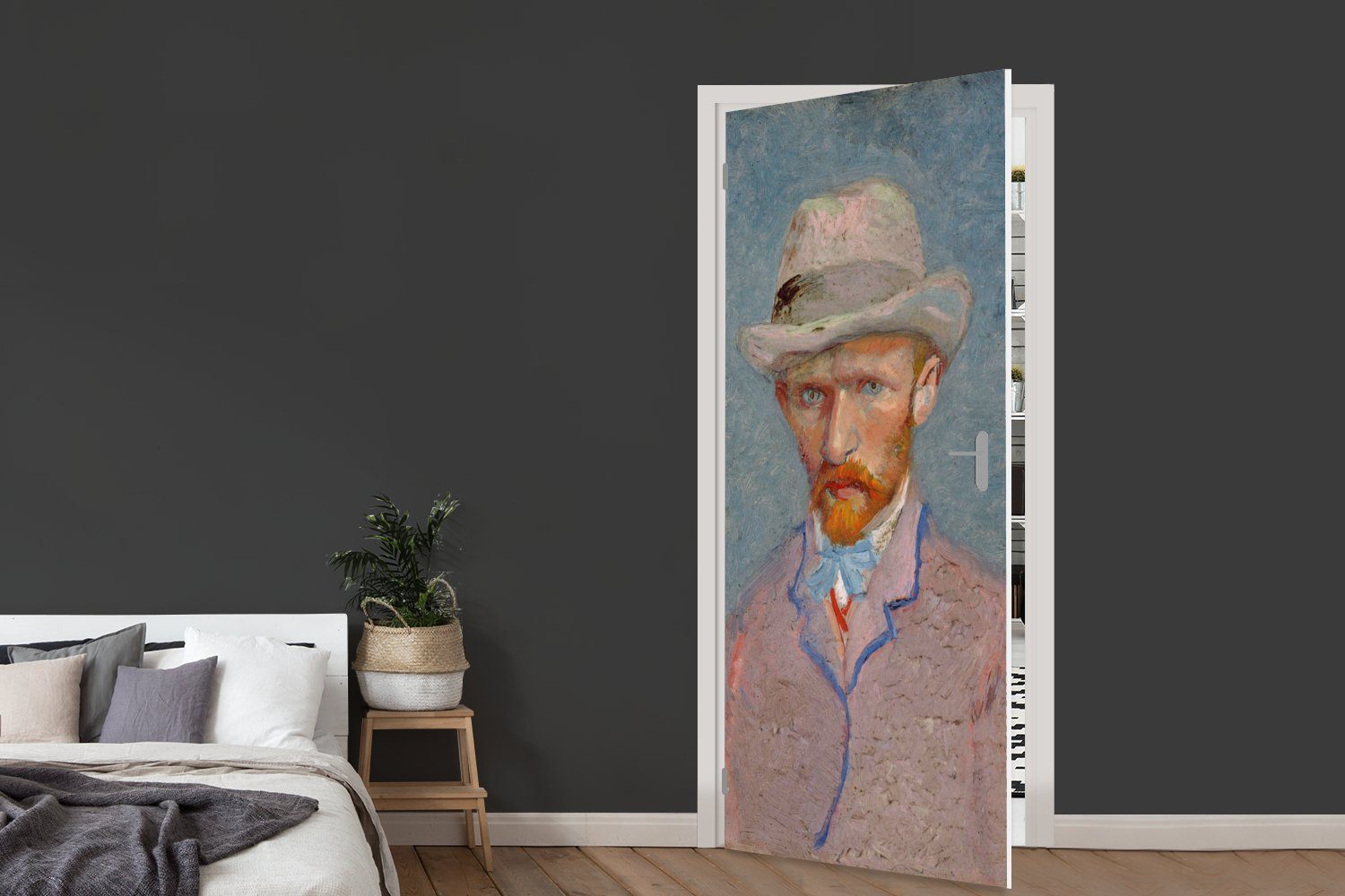Gogh, Fototapete MuchoWow bedruckt, 75x205 cm van Vincent Matt, Tür, Türaufkleber, St), (1 Türtapete für - Selbstporträt