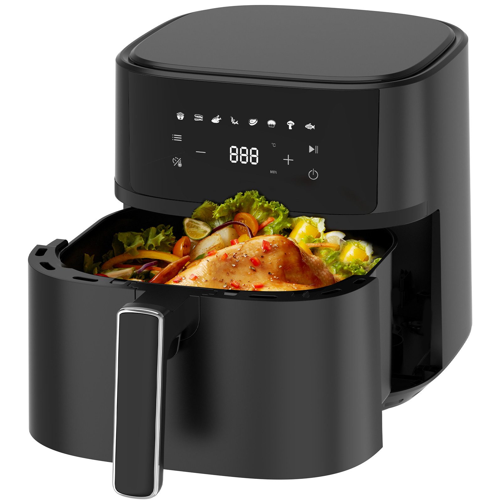 STANBOW Heißluftfritteuse Heißluftfritteuse mit 8 Voreinstellungen, Rapid Air Technologie, 1700 W, Spülmaschinenfeste Heißluftfritteuse,8 Programme, 80-200°C einstellbar