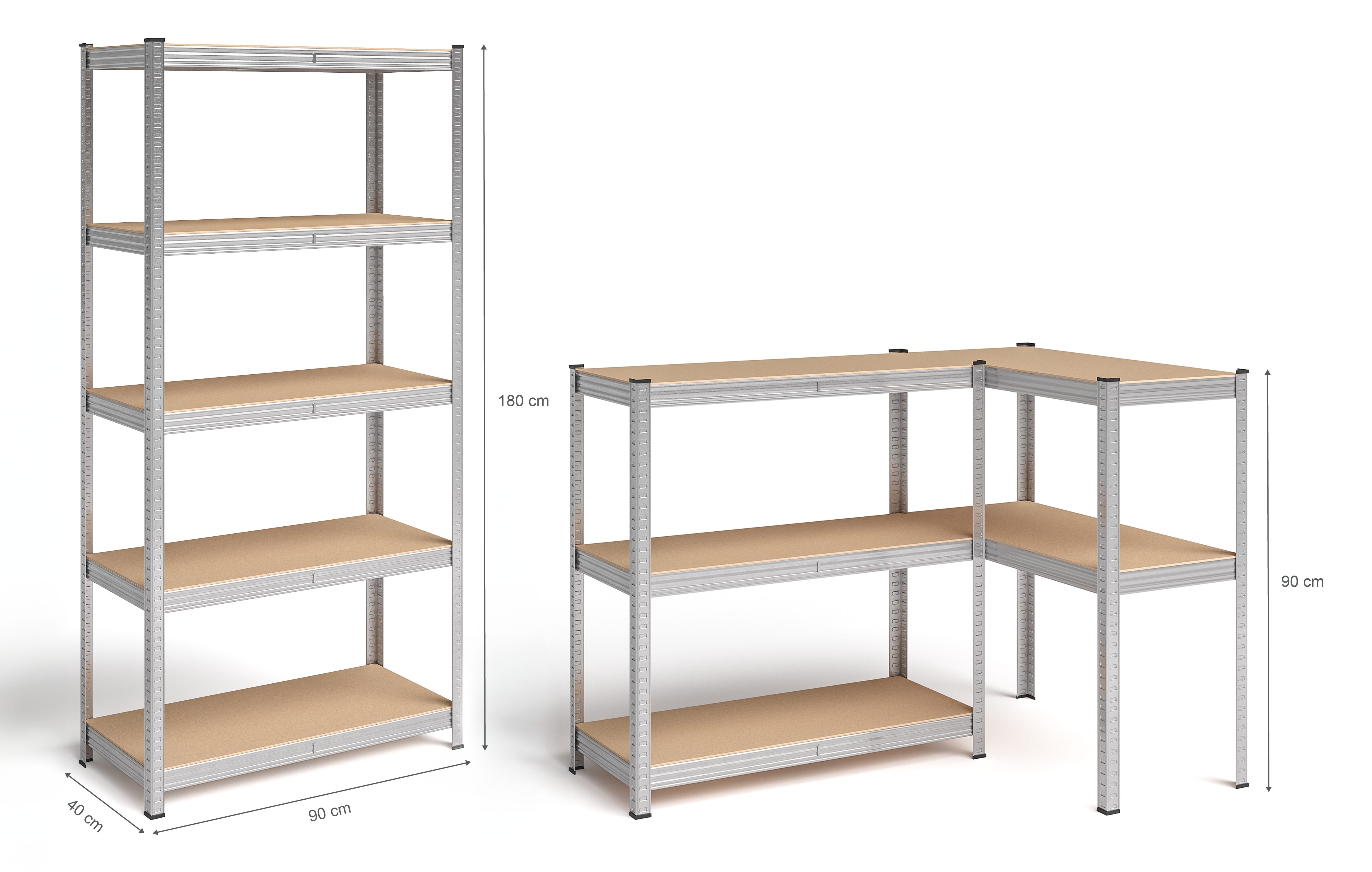 umbaubar mit Lagerregal Schwerlastregal STEELSØN 2er kg Arax, 180x40x90cm, Set, 5 belastbar, 875 bis Böden,