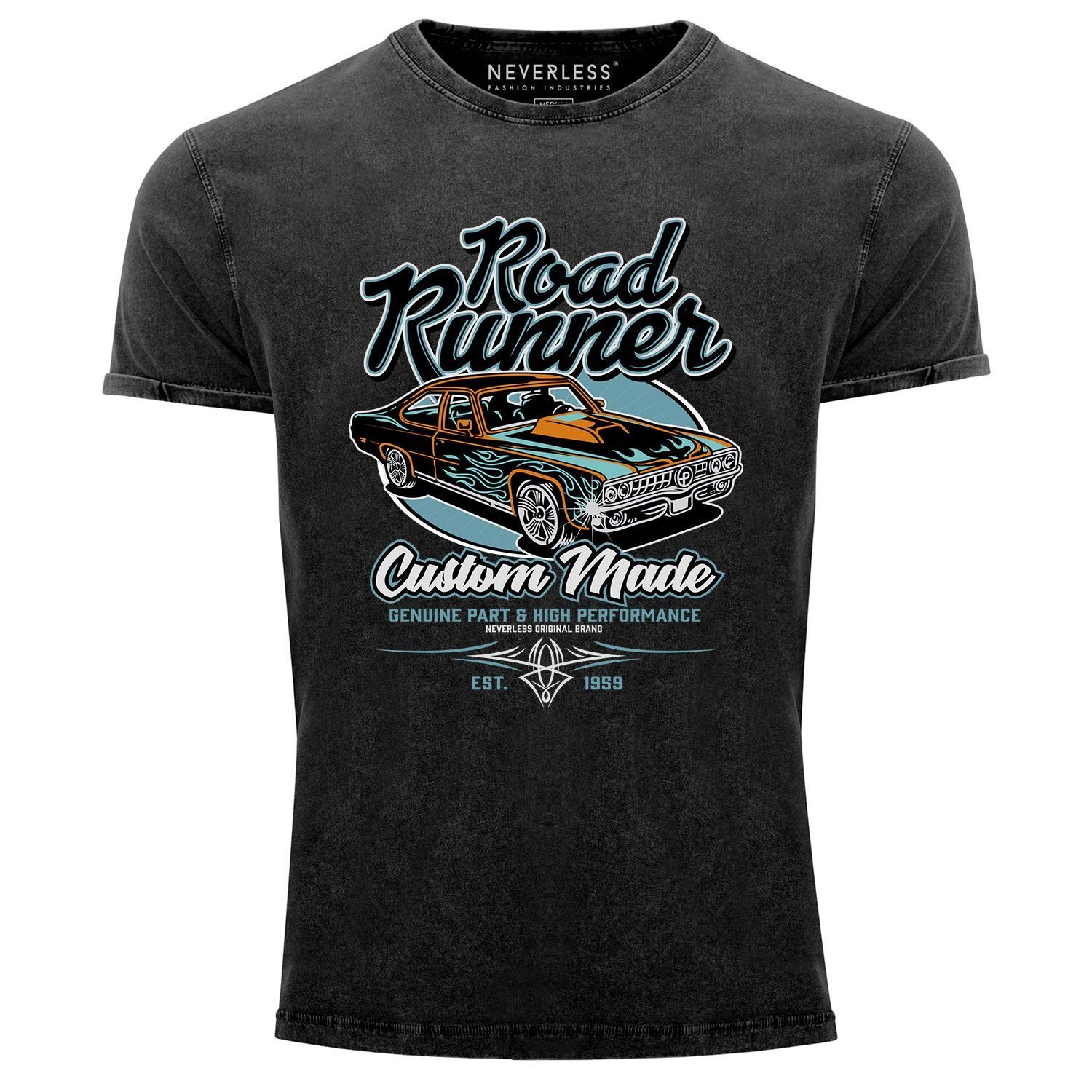 Print-Shirt Neverless® Herren T-Shirt Vintage Shirt Printshirt Roadrunner